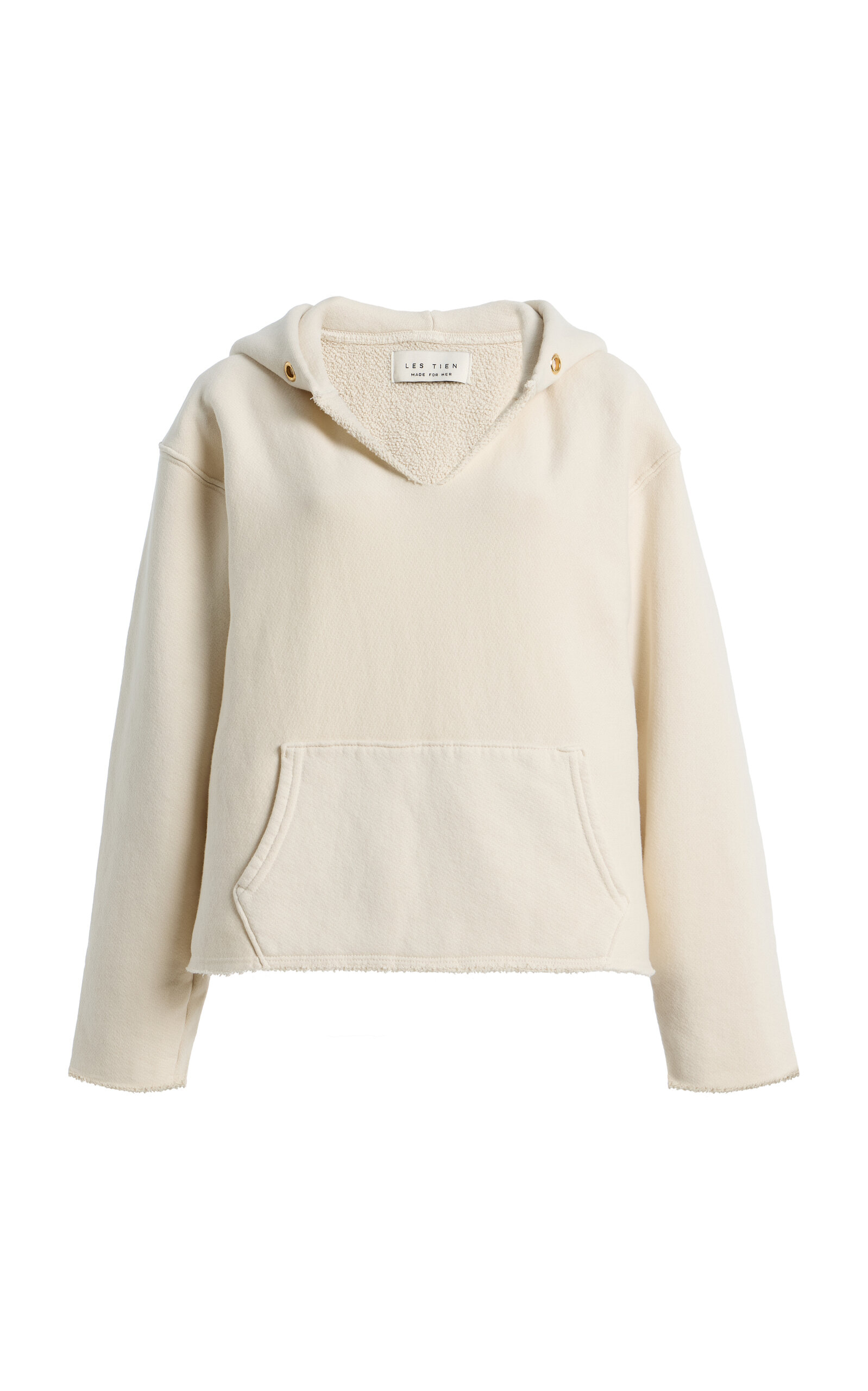 Les Tien Rachel Raw-Edge Cotton Cropped Hoodie