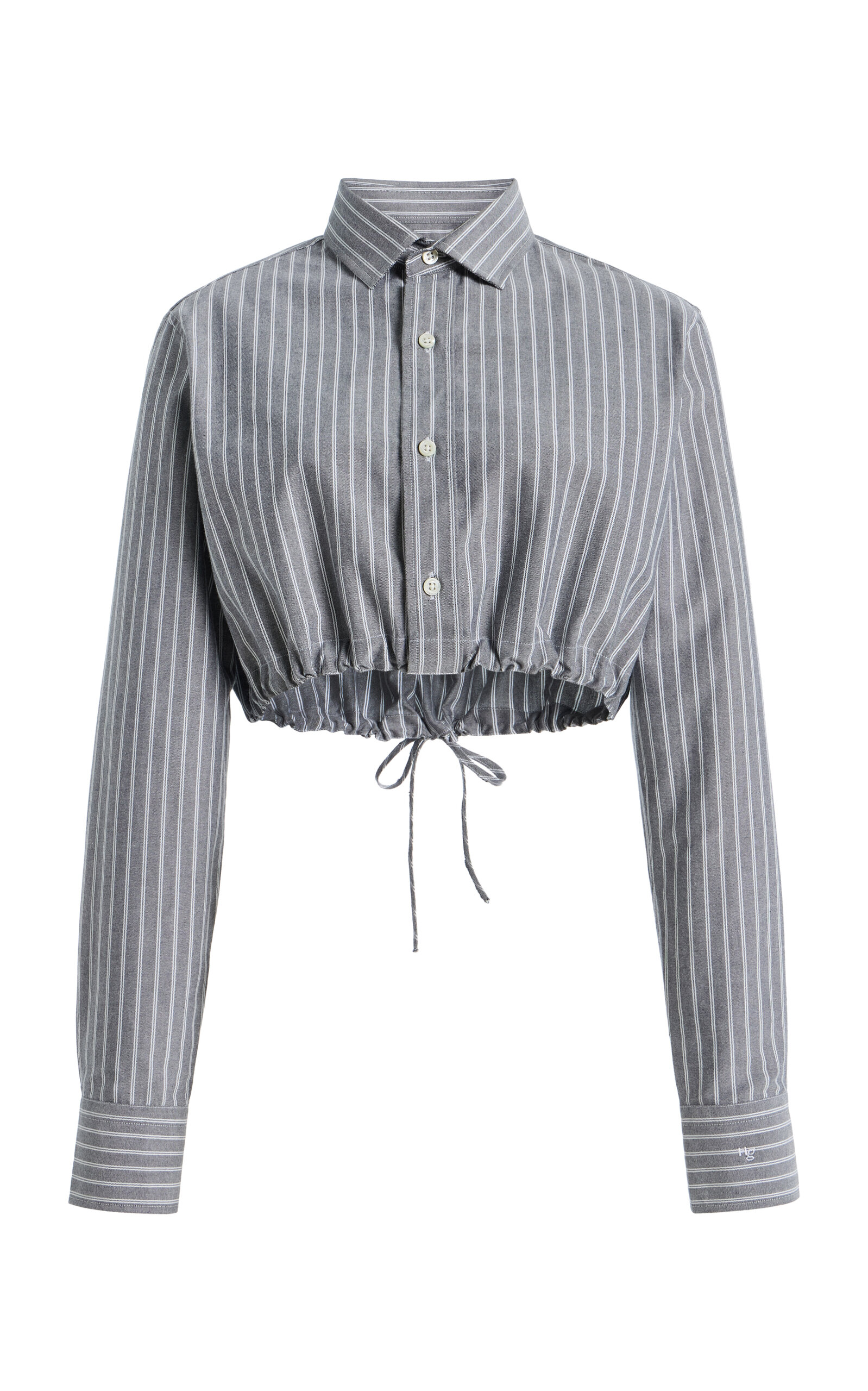 Hommegirls Cropped Cotton Shirt In Blue