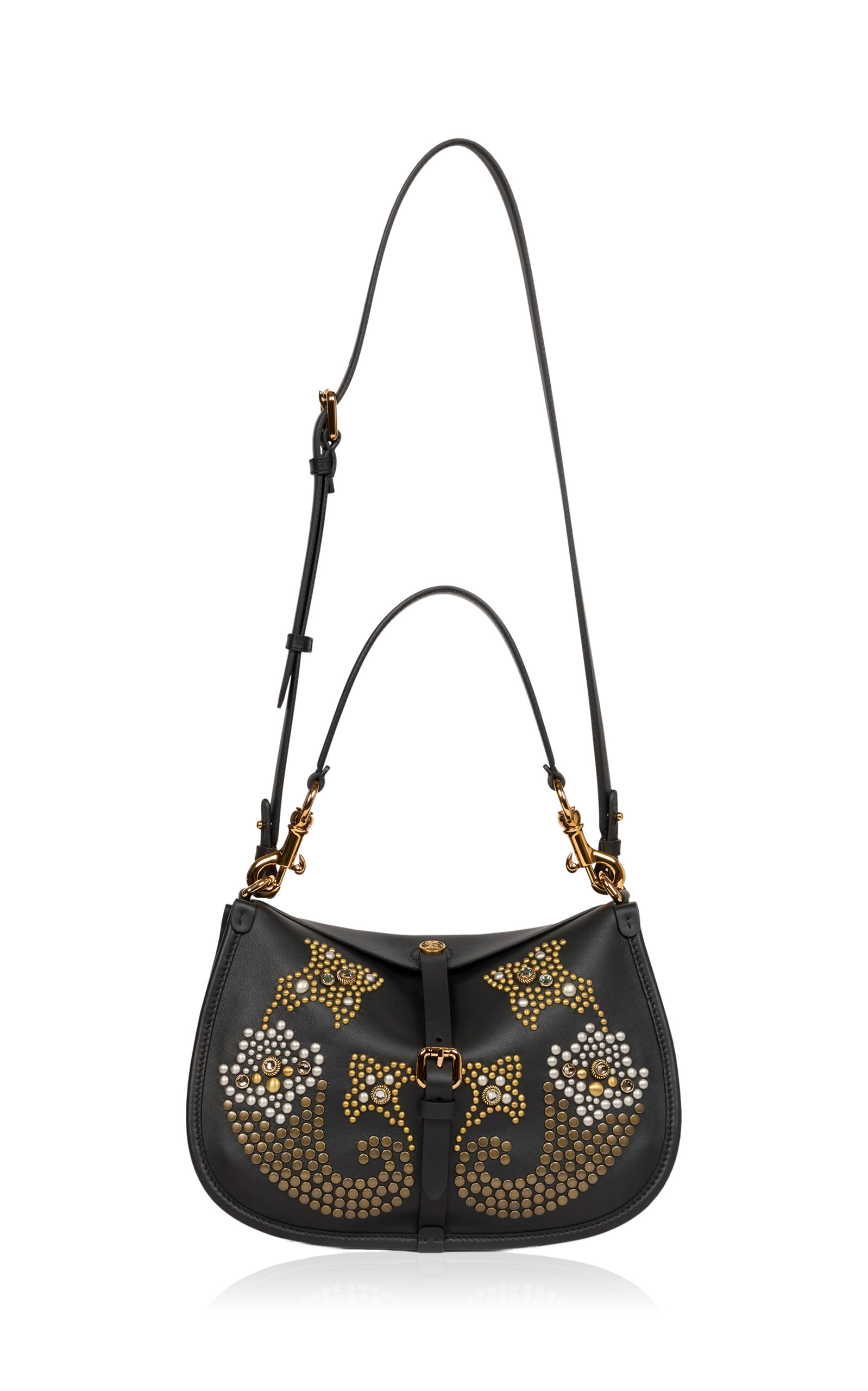 Etro Medium Pony Crossbody with Leather and Studs - Black - OS
