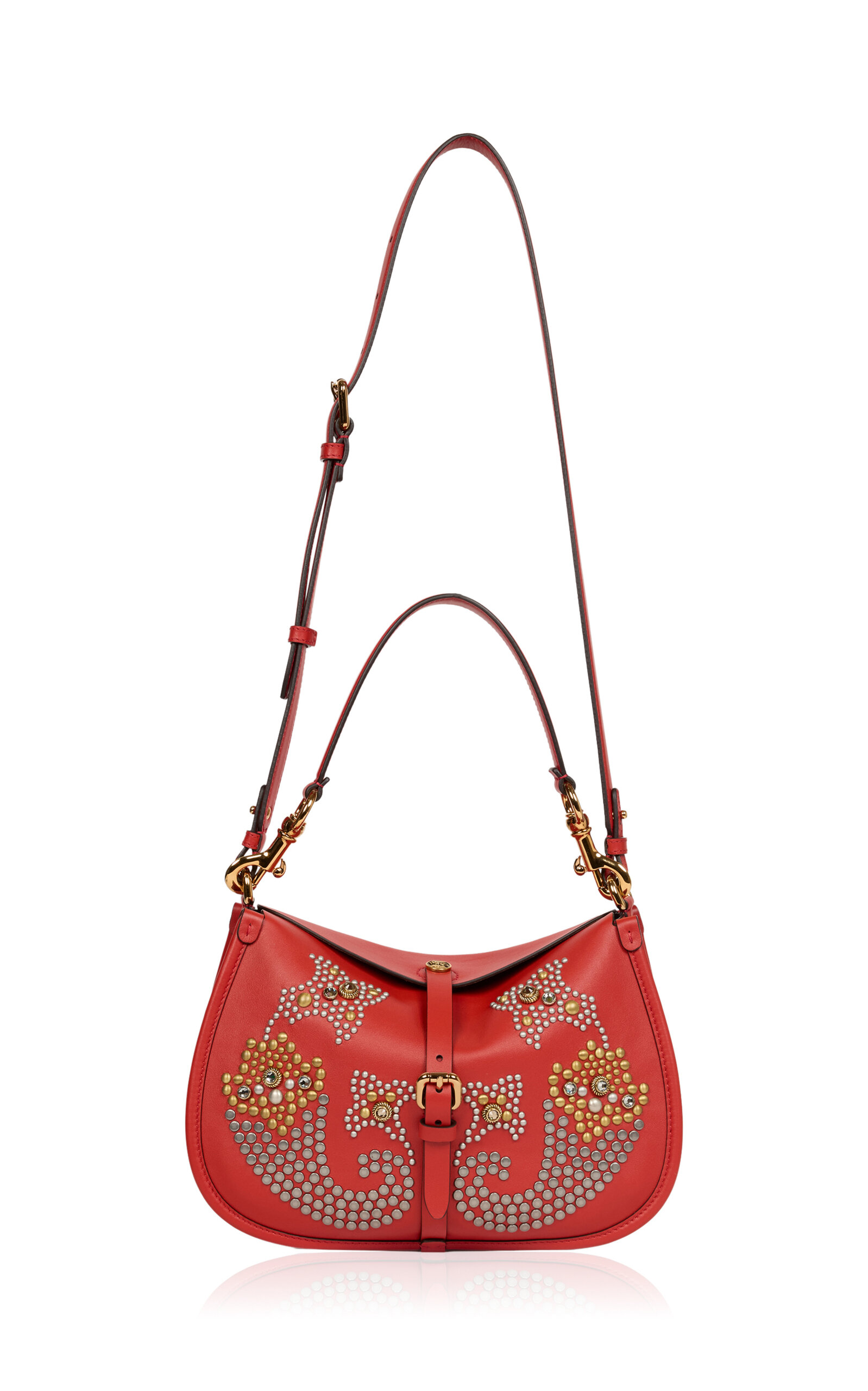 Etro Medium Pony Crossbody with Leather and Studs - Red - OS