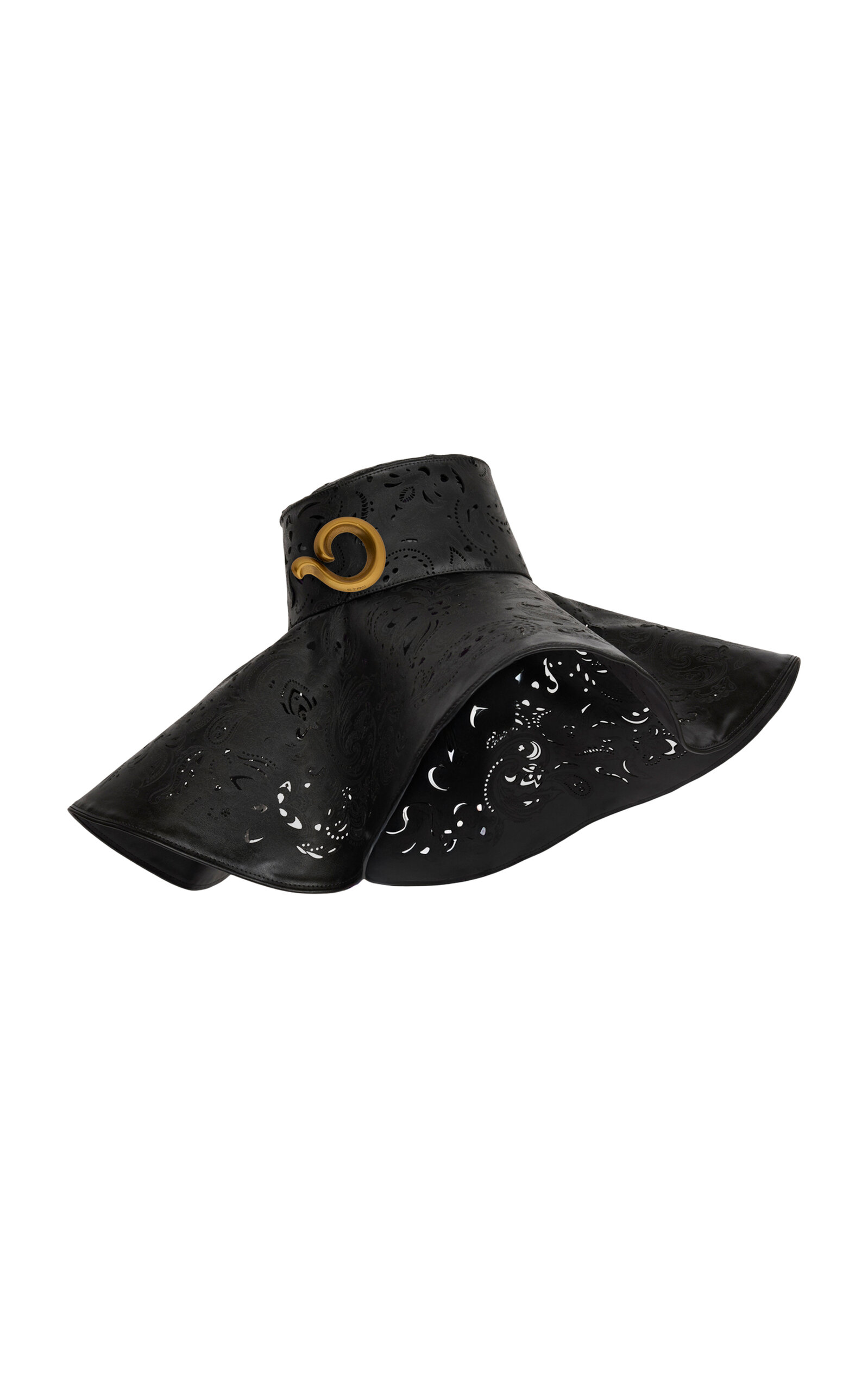 Etro Laser-cut And Perforated Wide Brimmed Hat In Black
