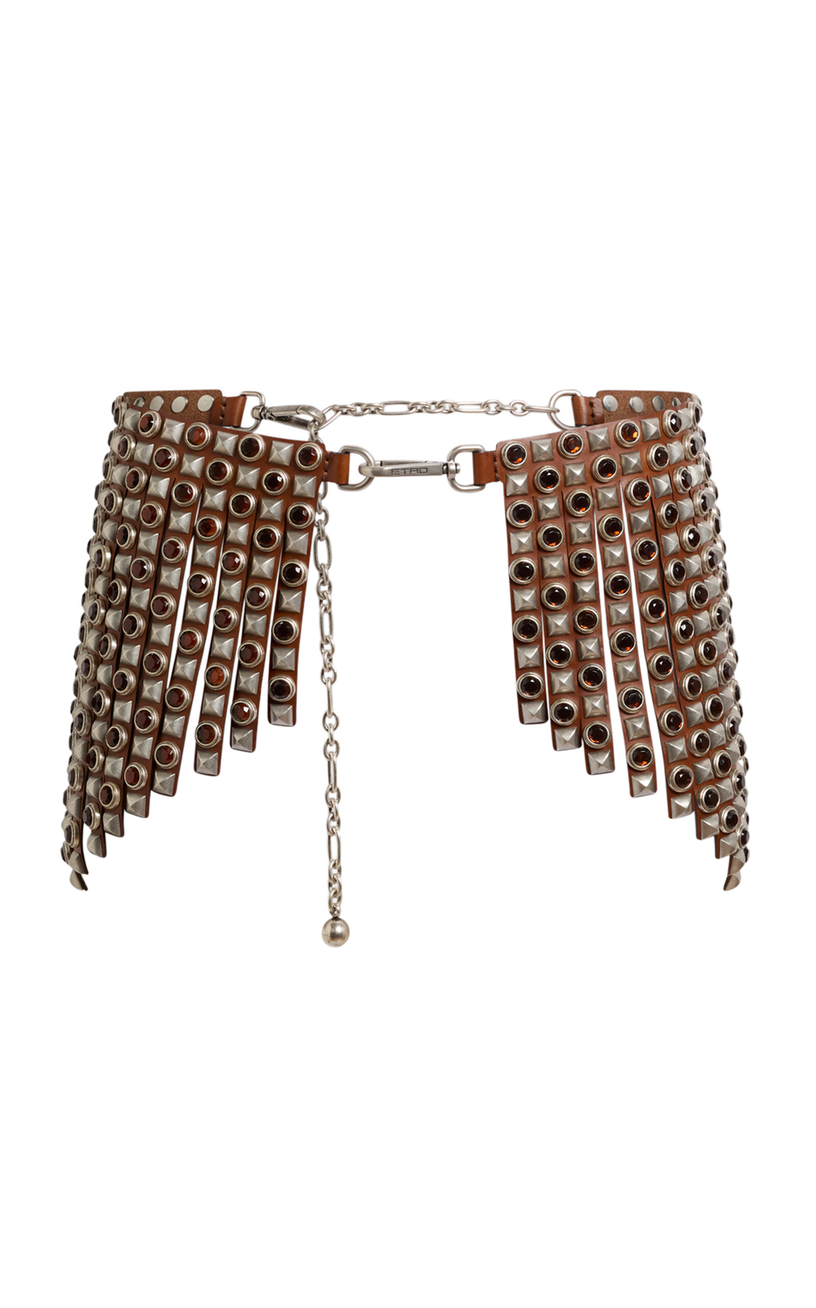 Etro Fringe Belt With Studs In Brown