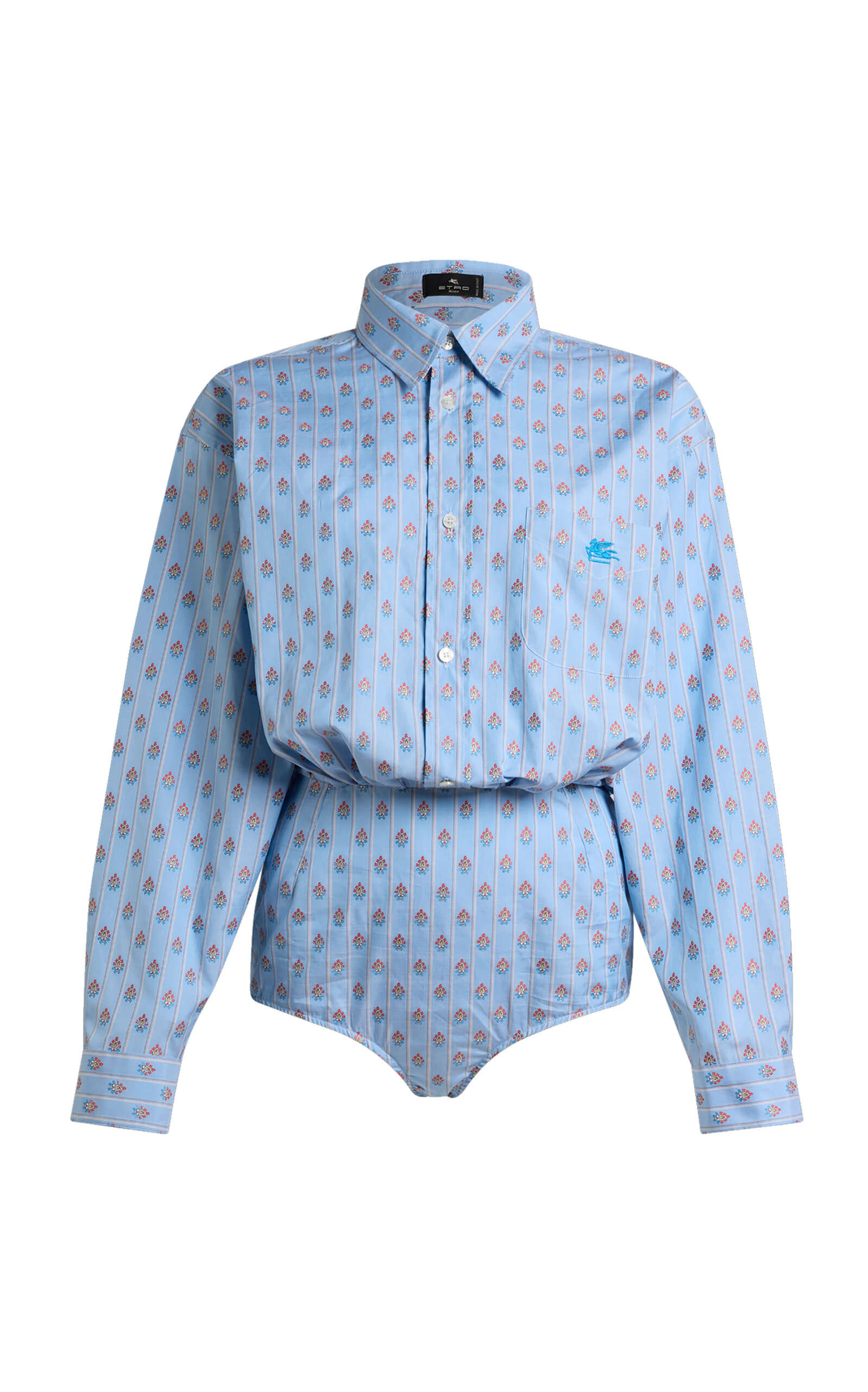 Etro Printed Cotton Body Shirt In Blue