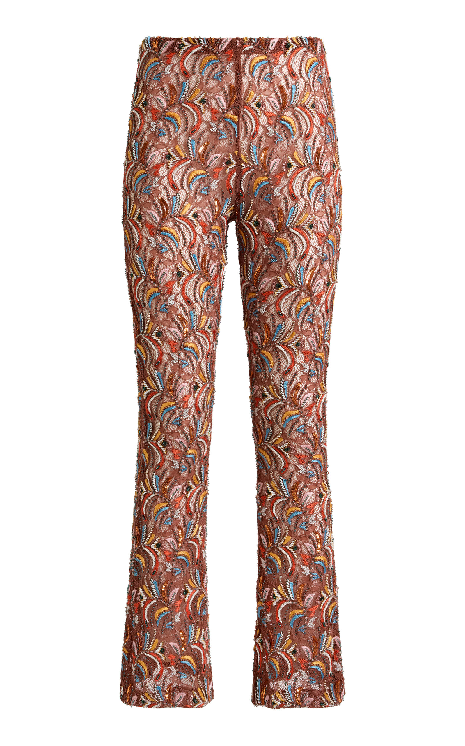 Etro Embroidered Lace Straight-Leg Pants - Multi