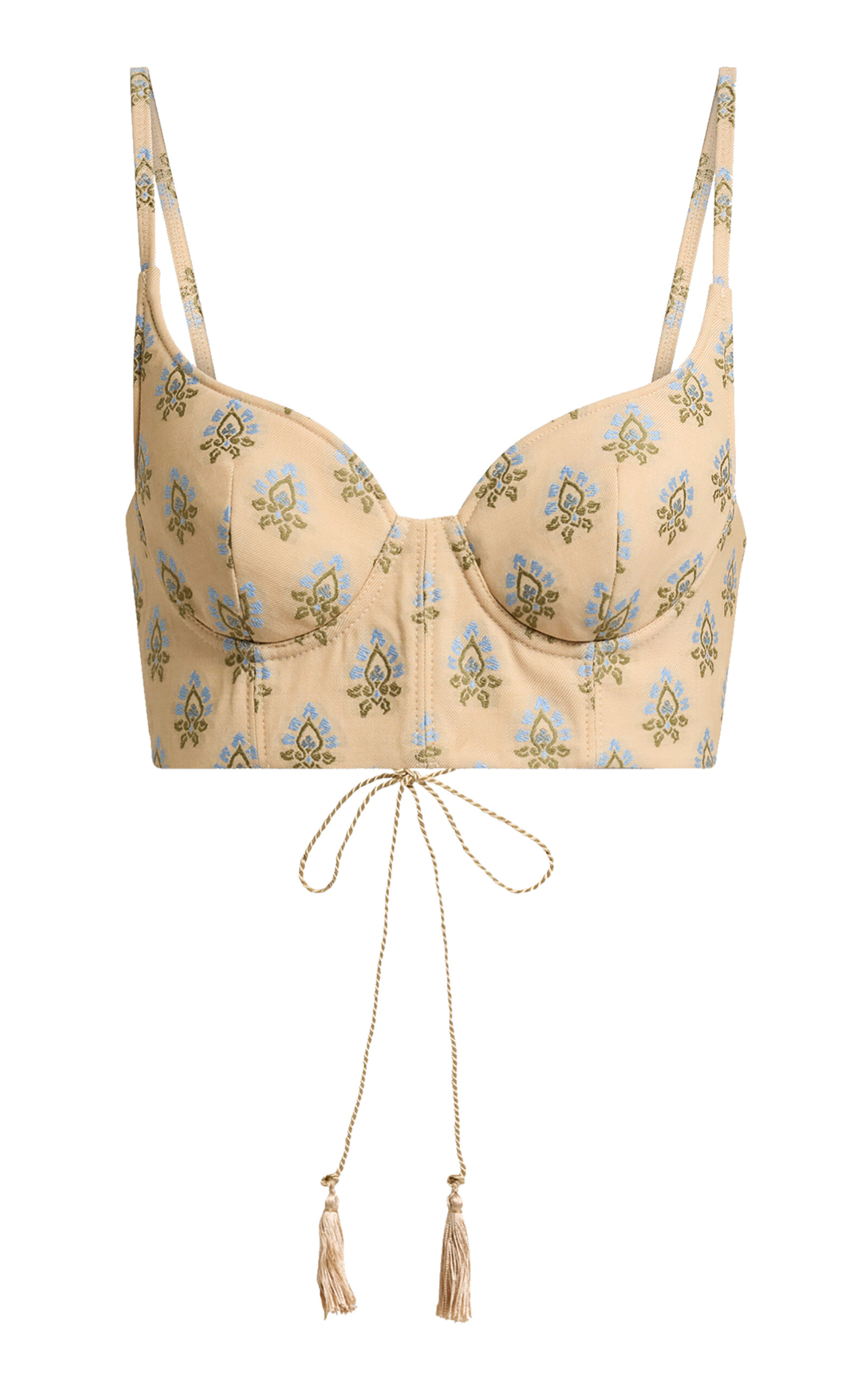 Etro Printed Wool-cotton Bustier Top In Multi