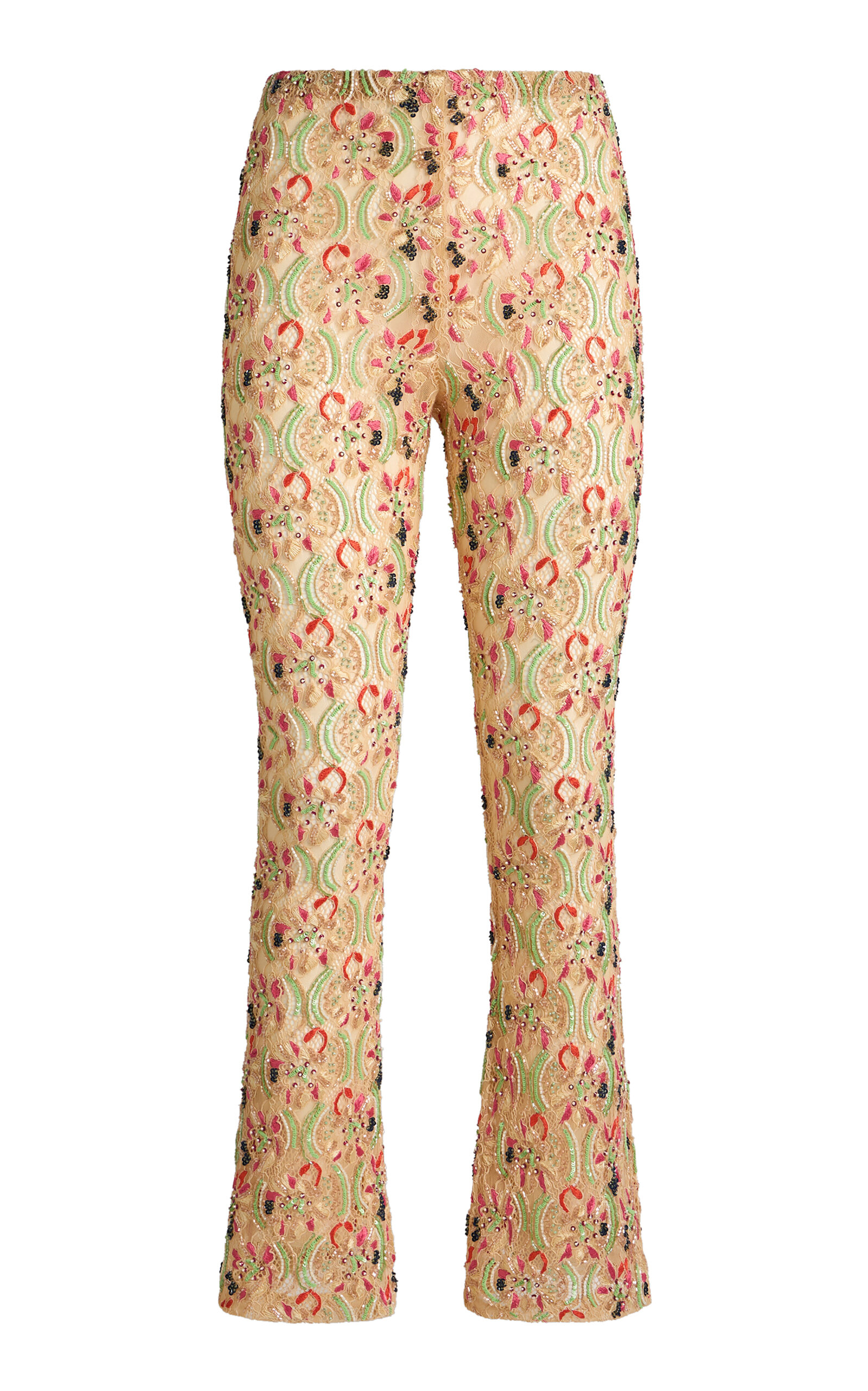 Etro Embellished Lace Straight-leg Pants In Multi