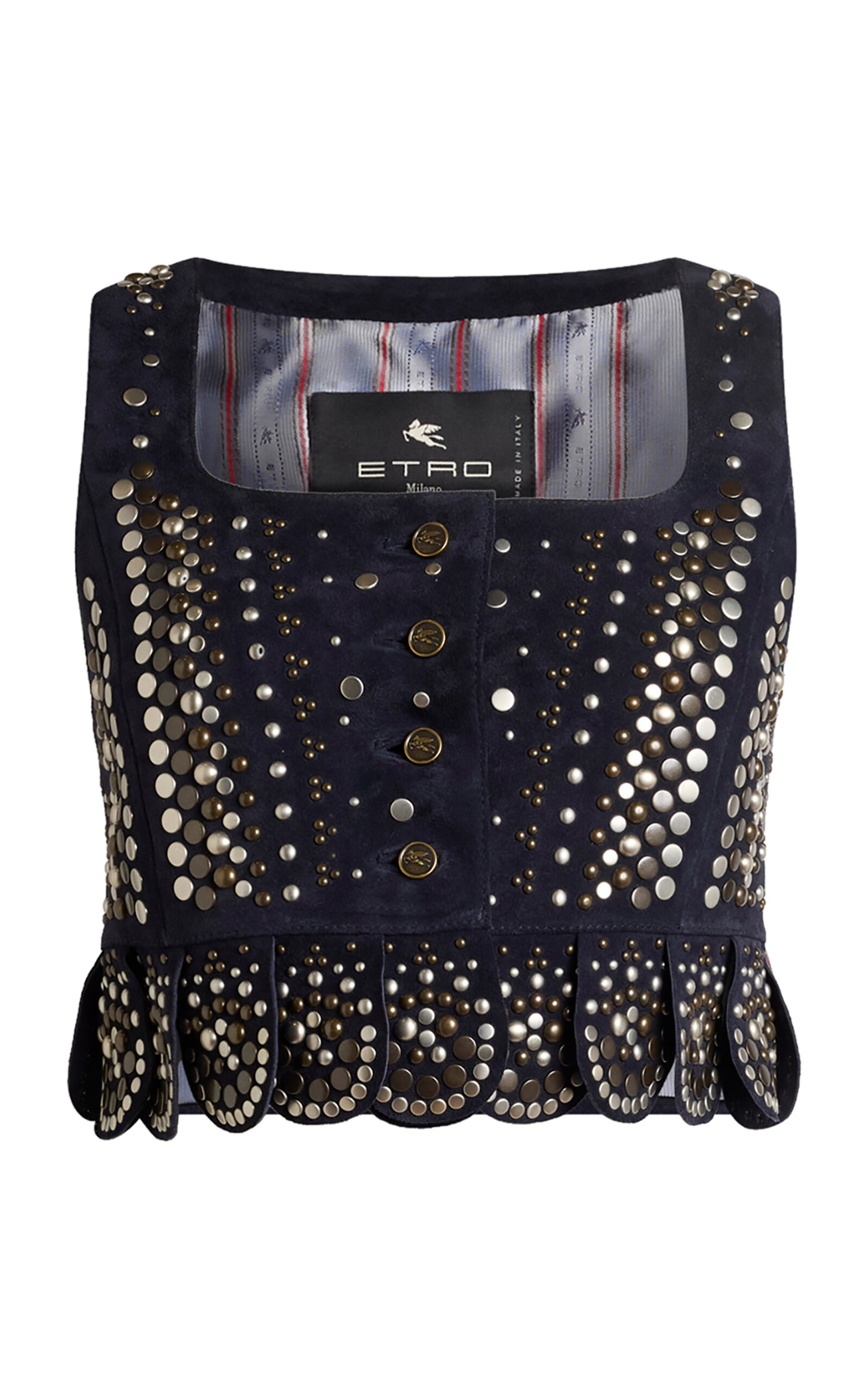 Etro Embellished Suede Vest In Black