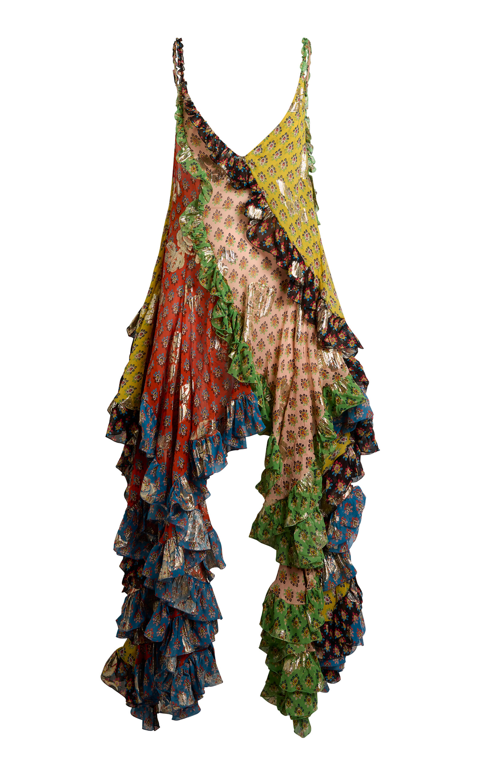 Etro Ruffled Metallic Silk Midi Dress - Multi