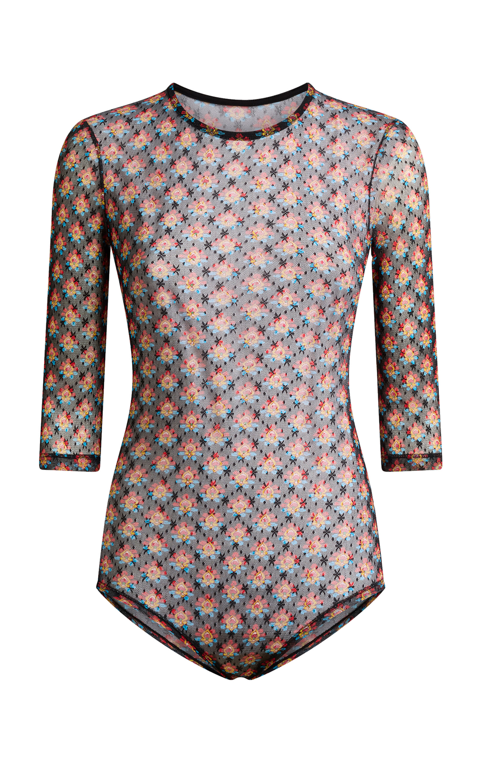 Etro Printed Mesh Bodysuit In Multi