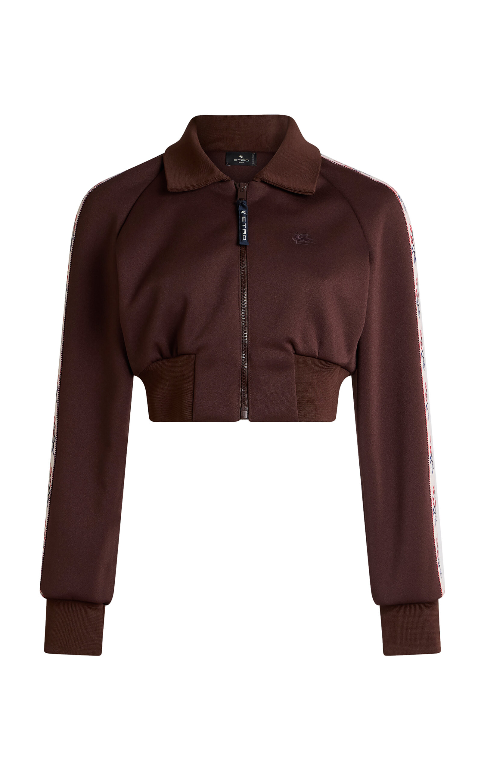 Etro Cropped Zipped Scuba Track Jacket In Brown