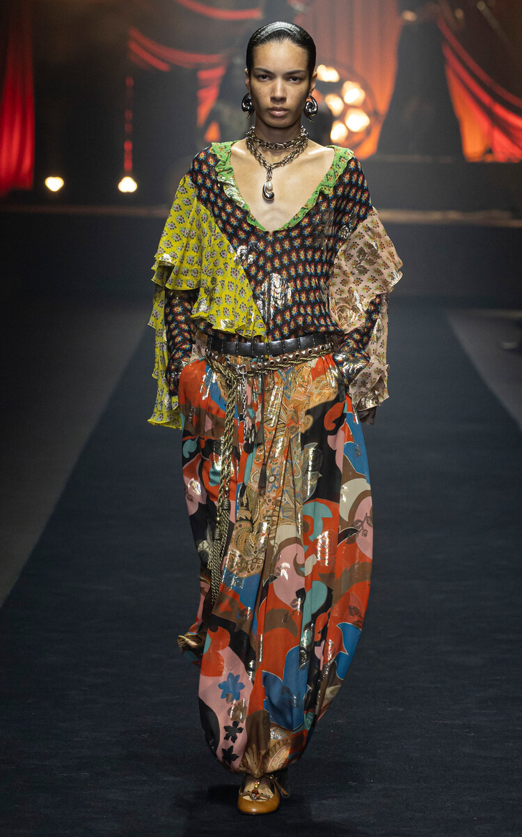 Etro Metallic Silk Balloon Pants In Multi