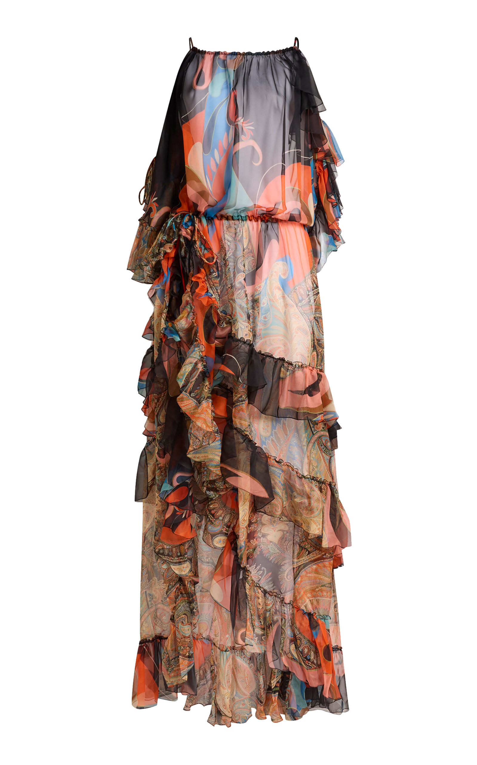 Etro Ruffled Silk Maxi Dress - Multi
