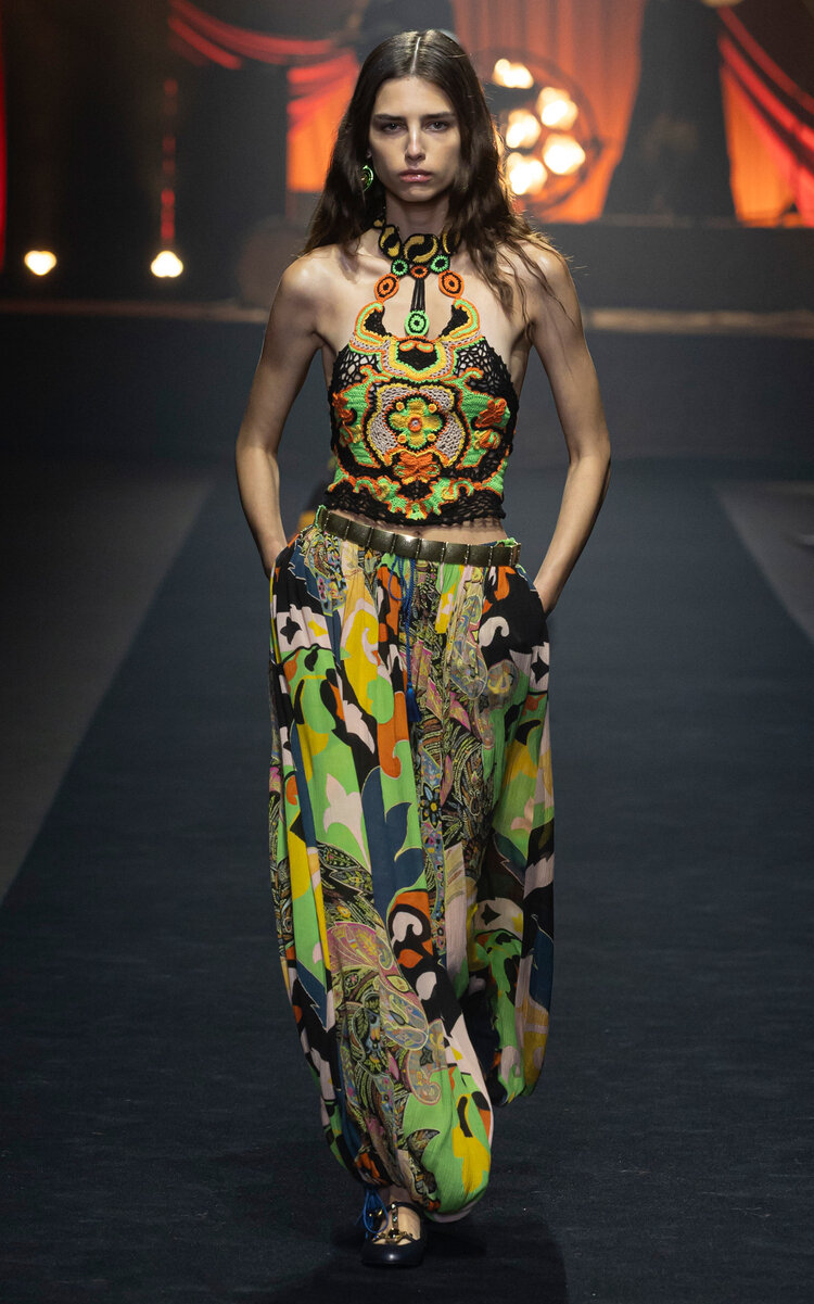 Etro Metallic Silk Balloon Pants In Multi