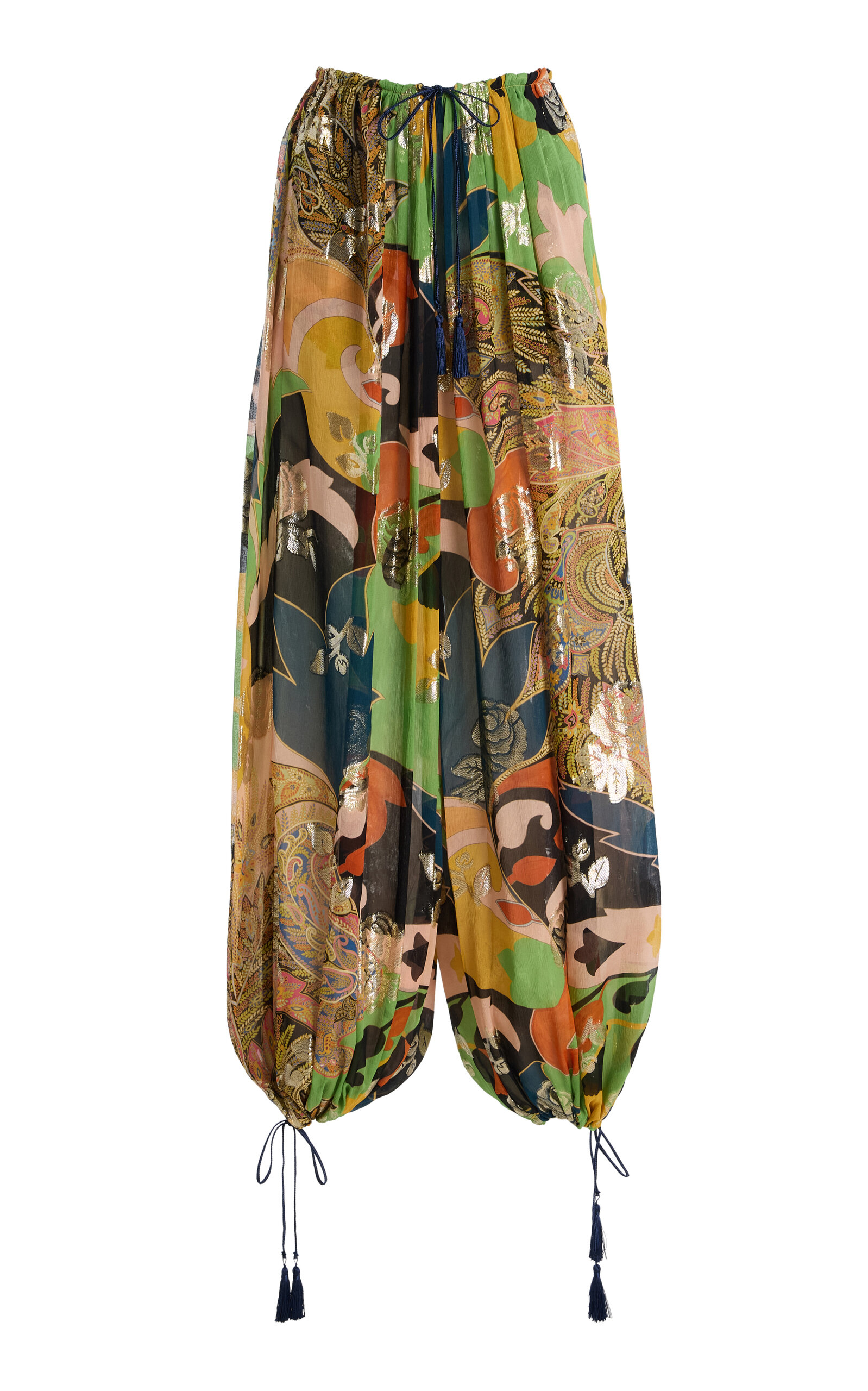 Etro Metallic Silk Balloon Pants