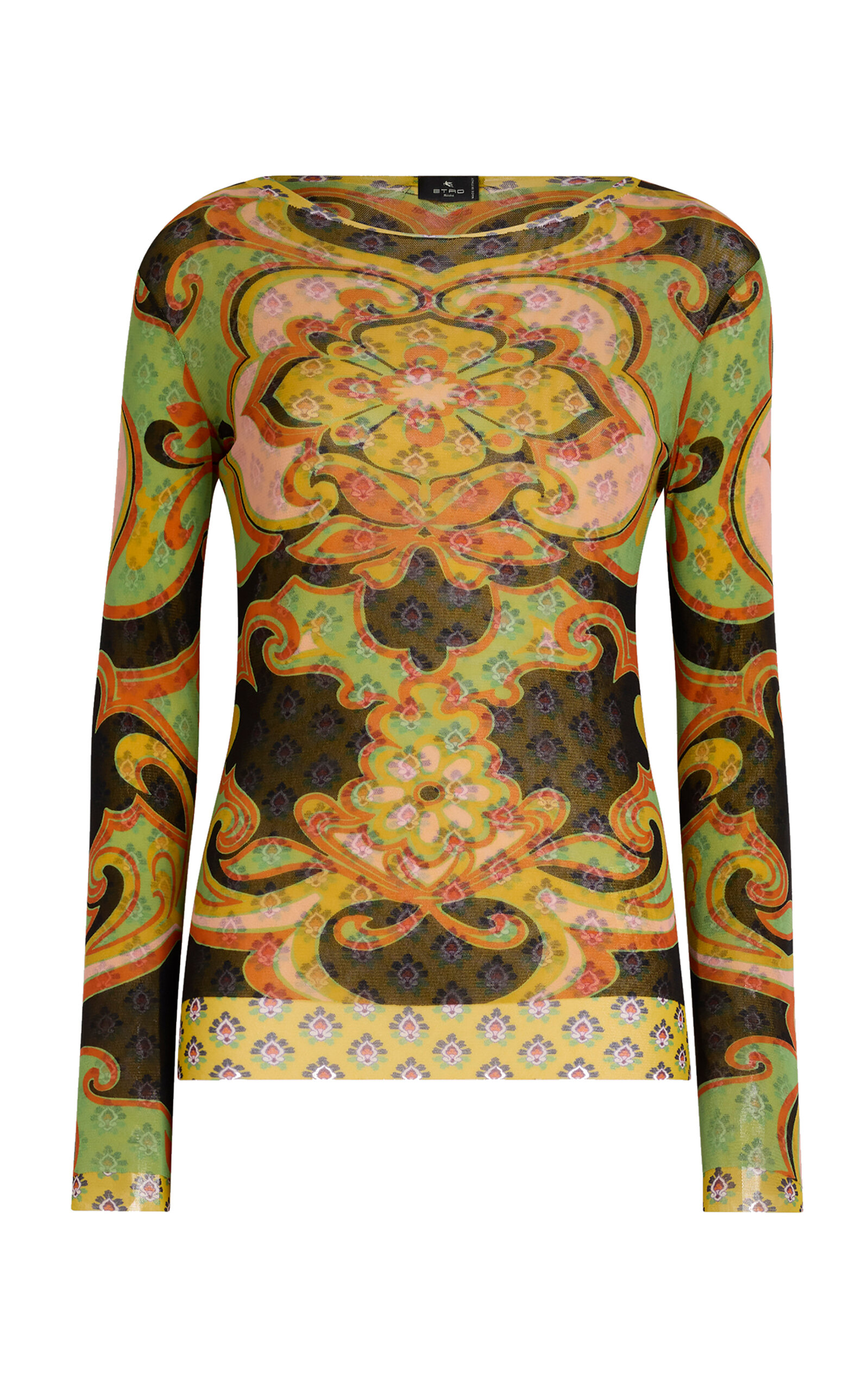 Etro Printed Mesh Top In Multi