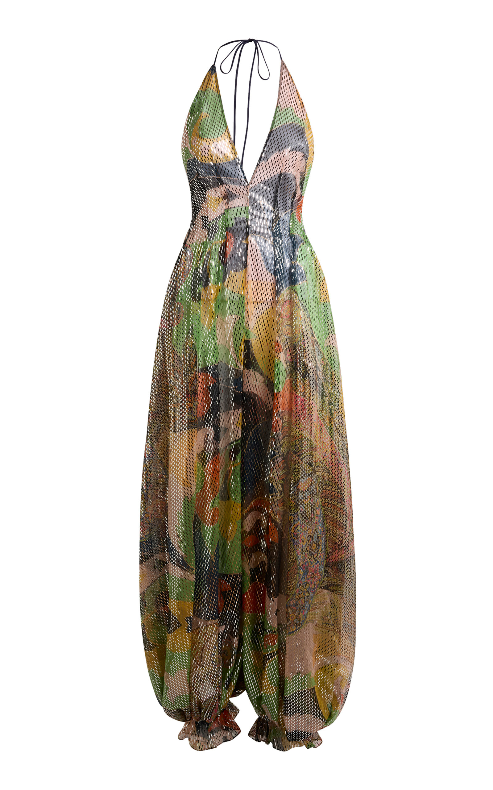 Etro Metallic Silk Balloon-leg Jumpsuit In Multi