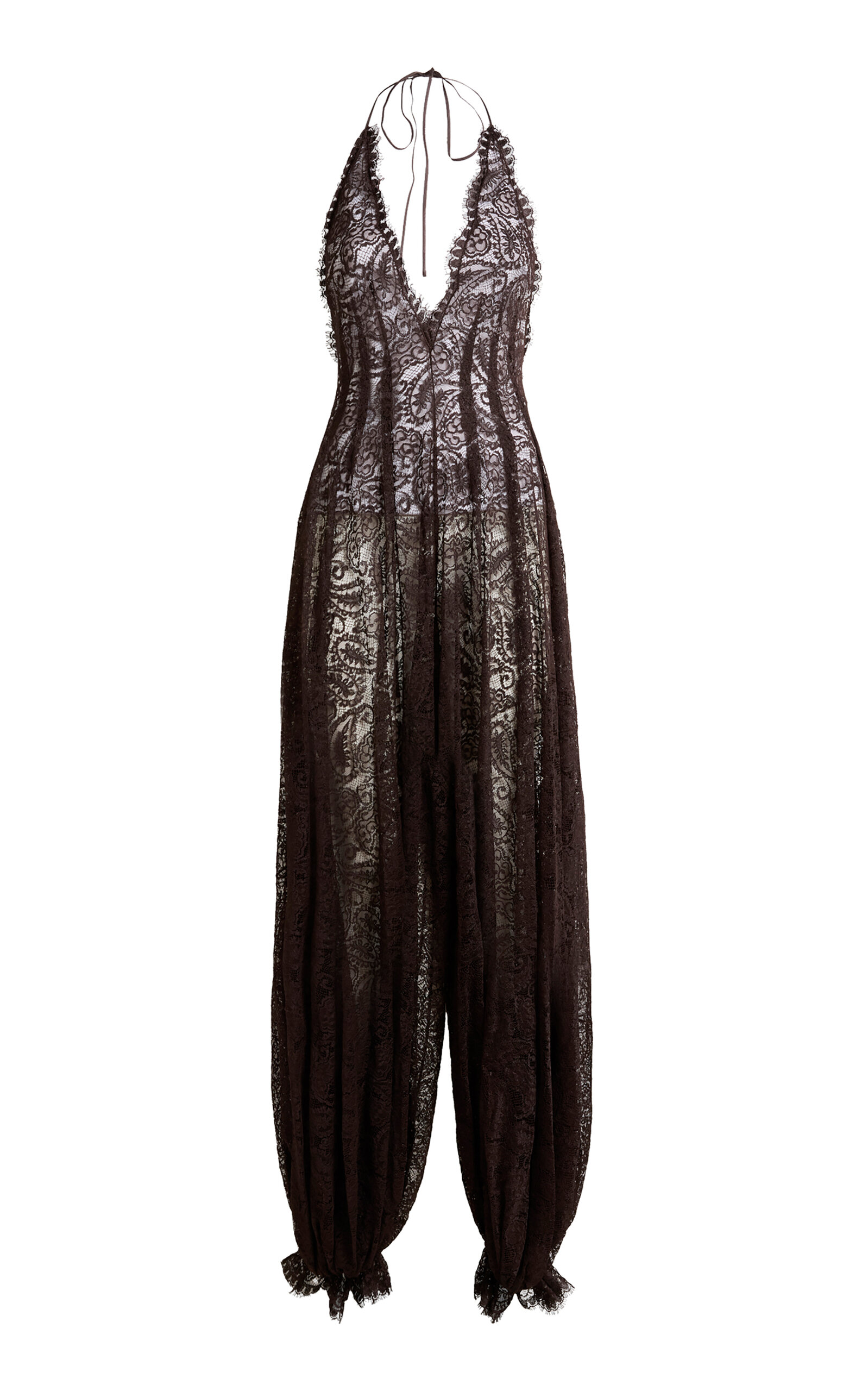 Etro Lace Balloon-leg Jumpsuit In Brown