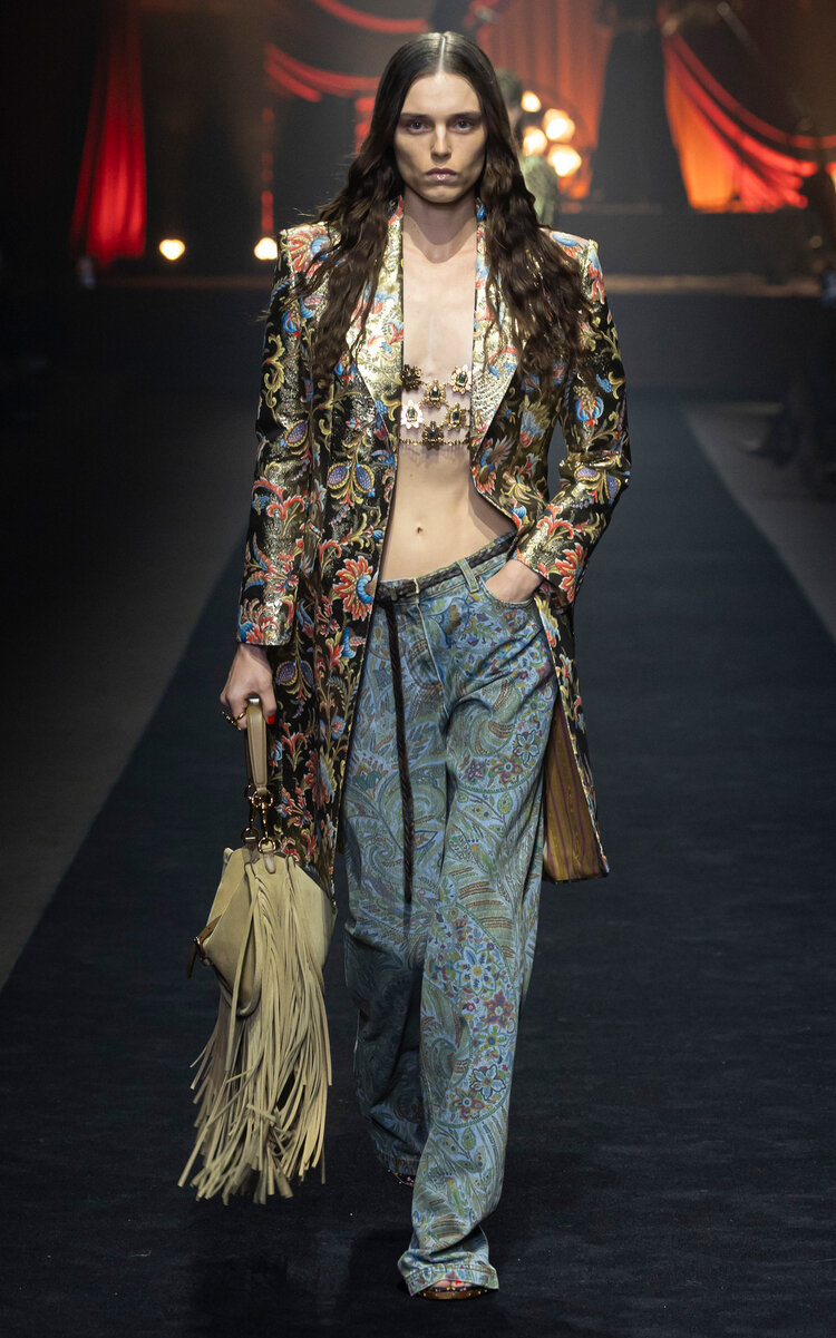 Etro Jeweled Chainmail Top In Multi