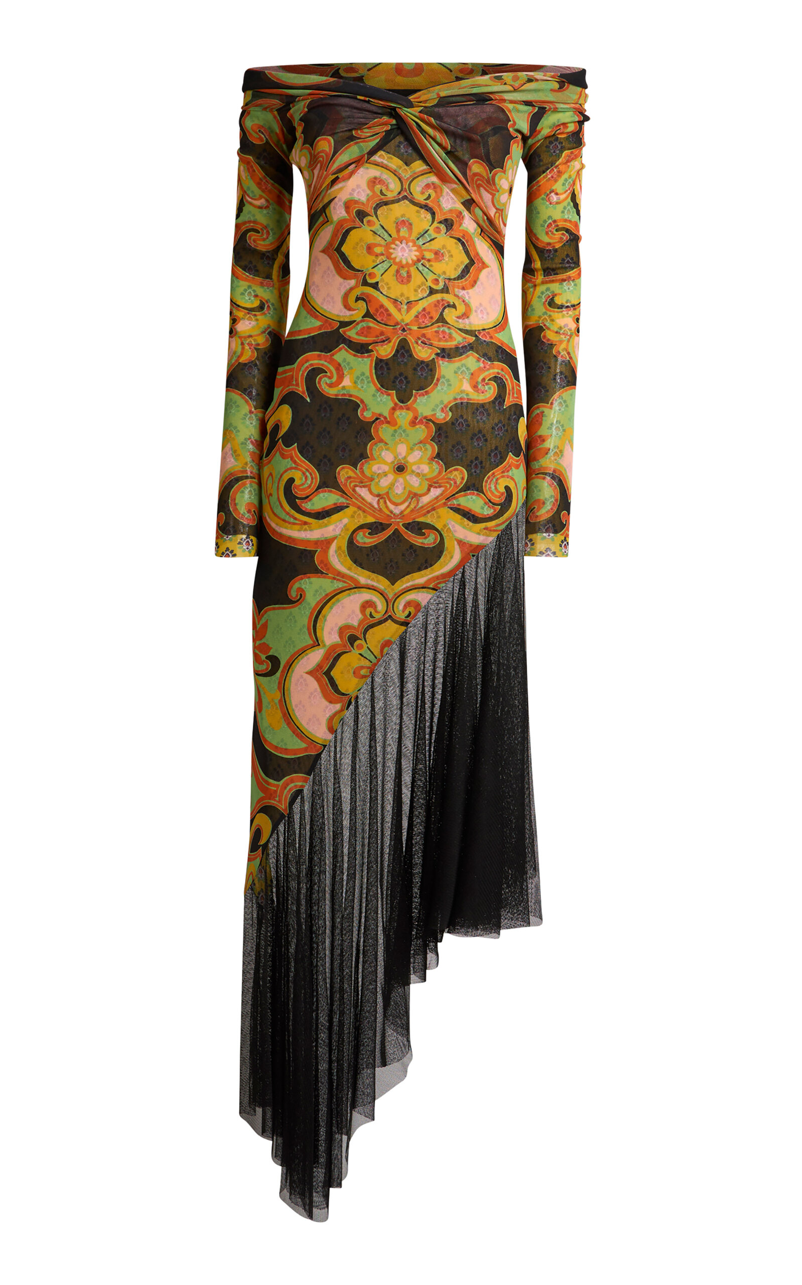 Etro Sheer-Paneled Mesh Midi Dress - Multi