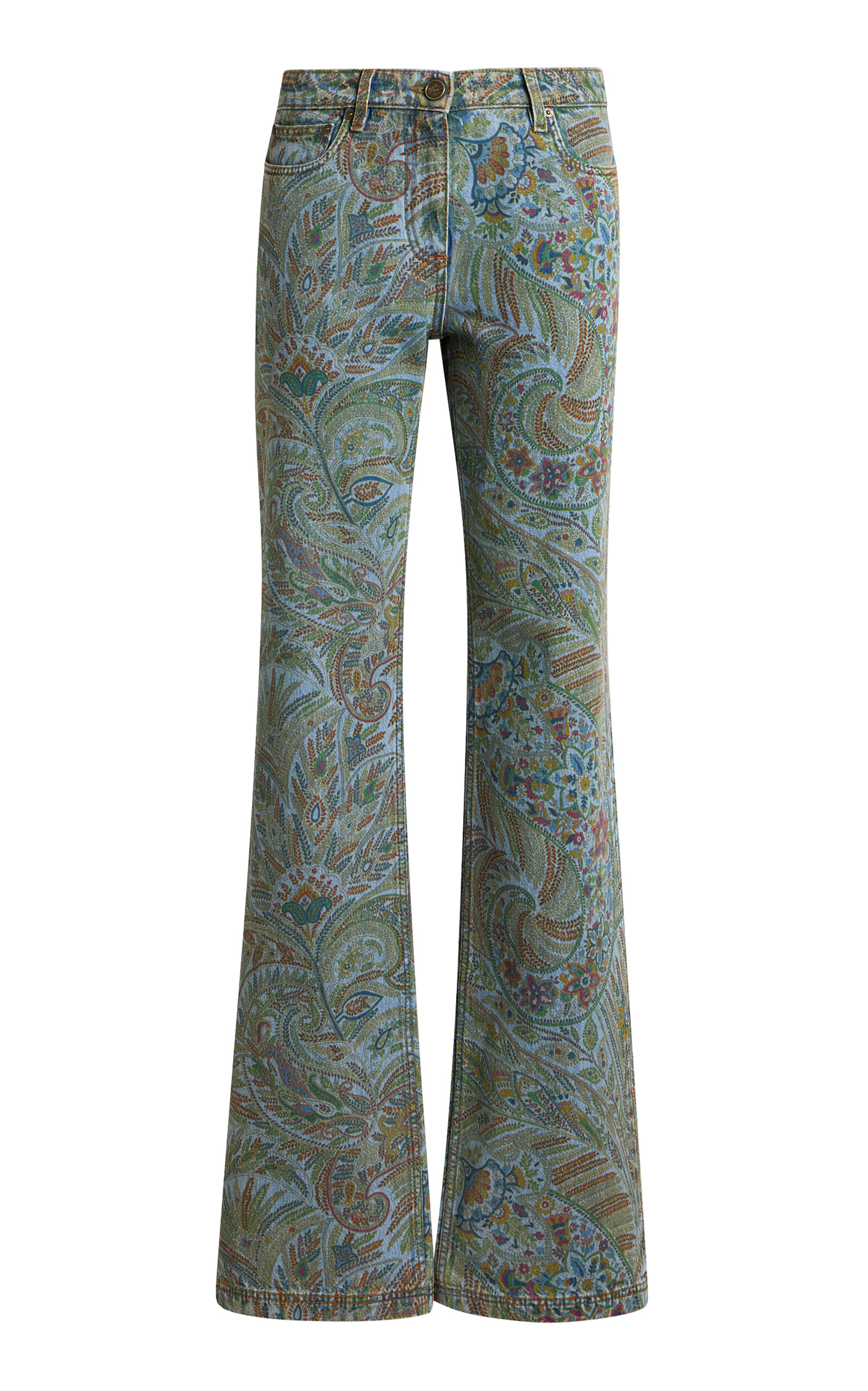 Etro Printed Rigid Low-Rise Flared Jeans