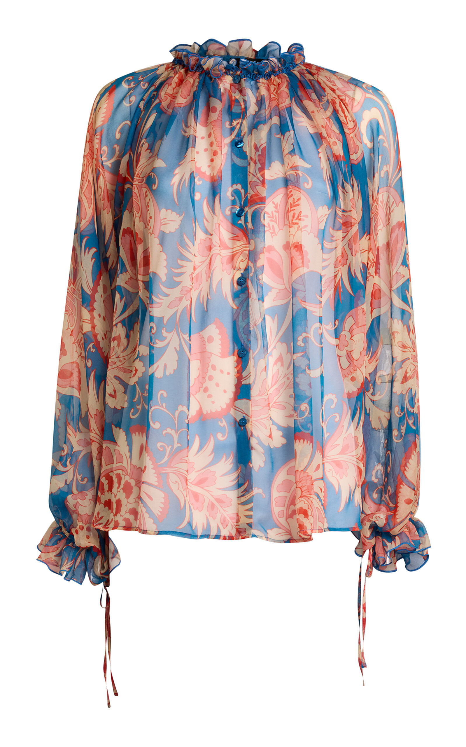 Etro Ruffled Silk Top - Multi