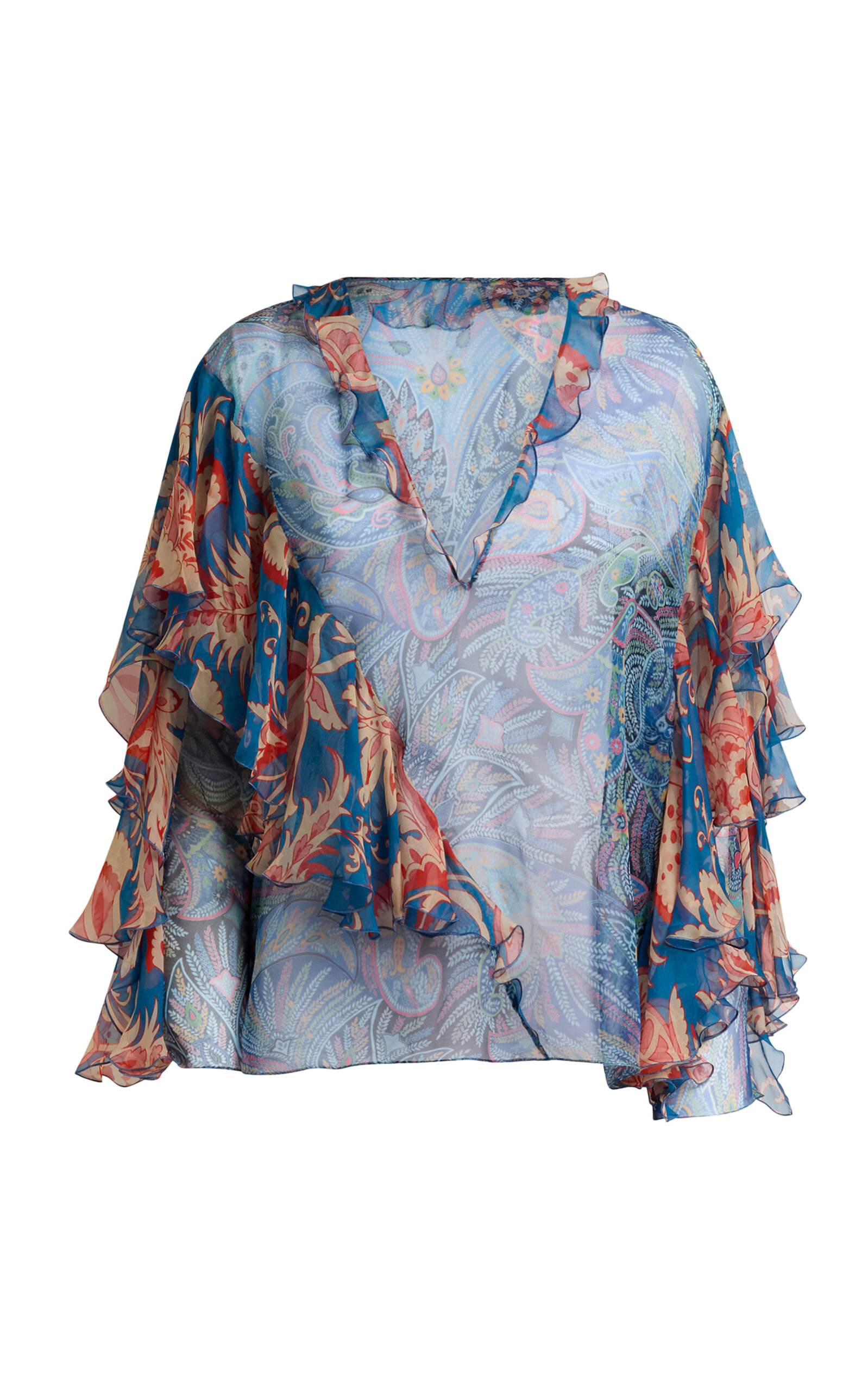 Etro Ruffled Silk Top - Multi