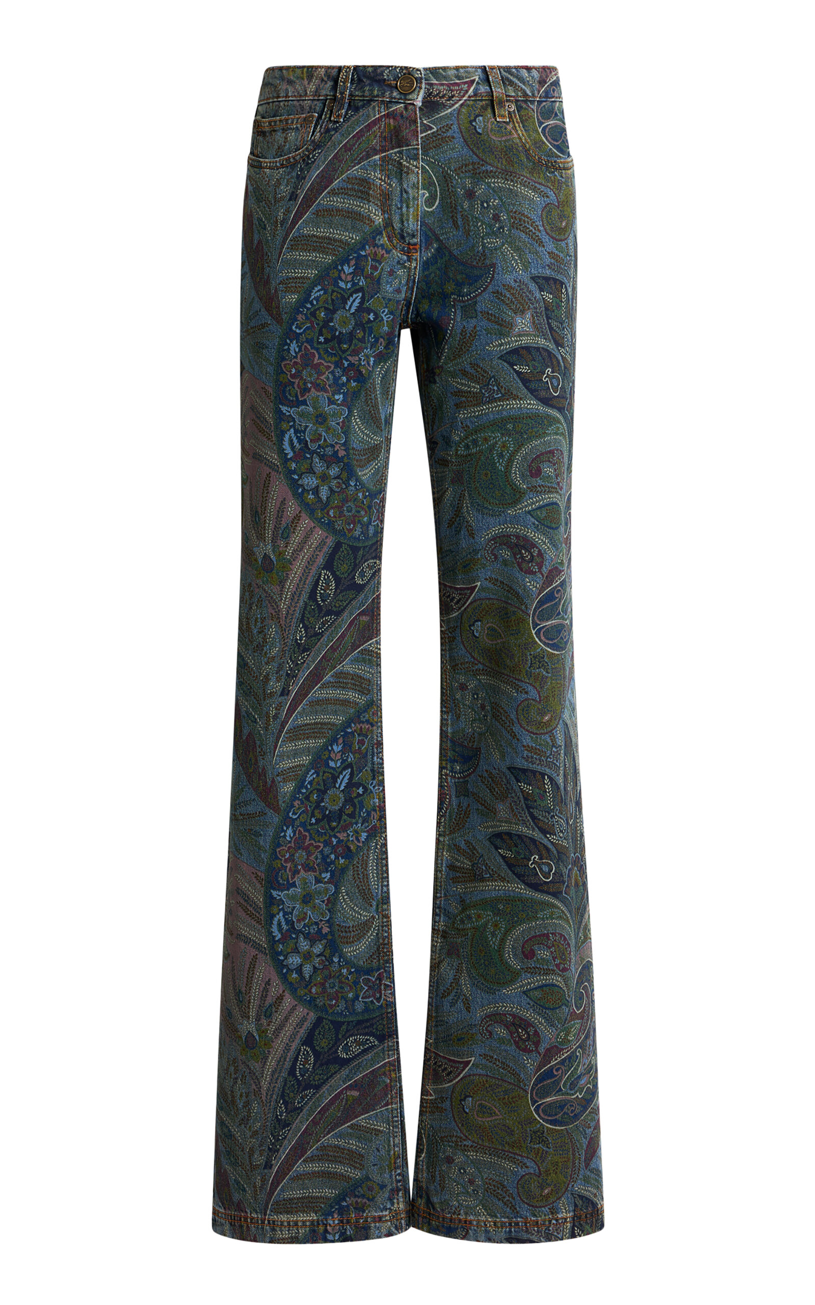 Etro Printed Rigid Low-rise Straight-leg Jeans In Multi