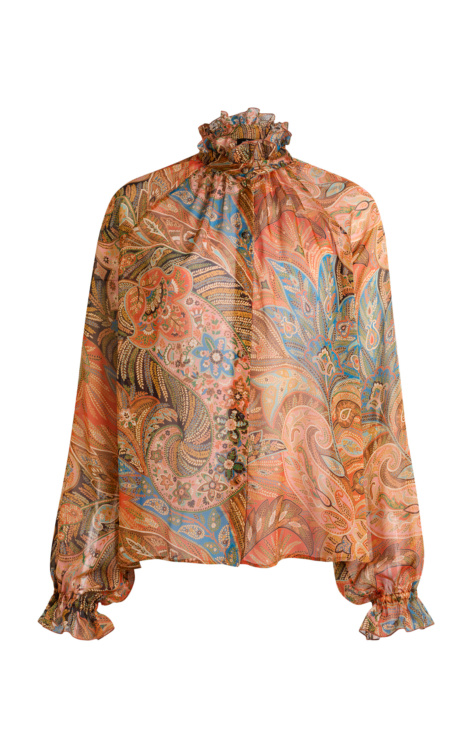 Etro Frill Collar Shirt In Brown
