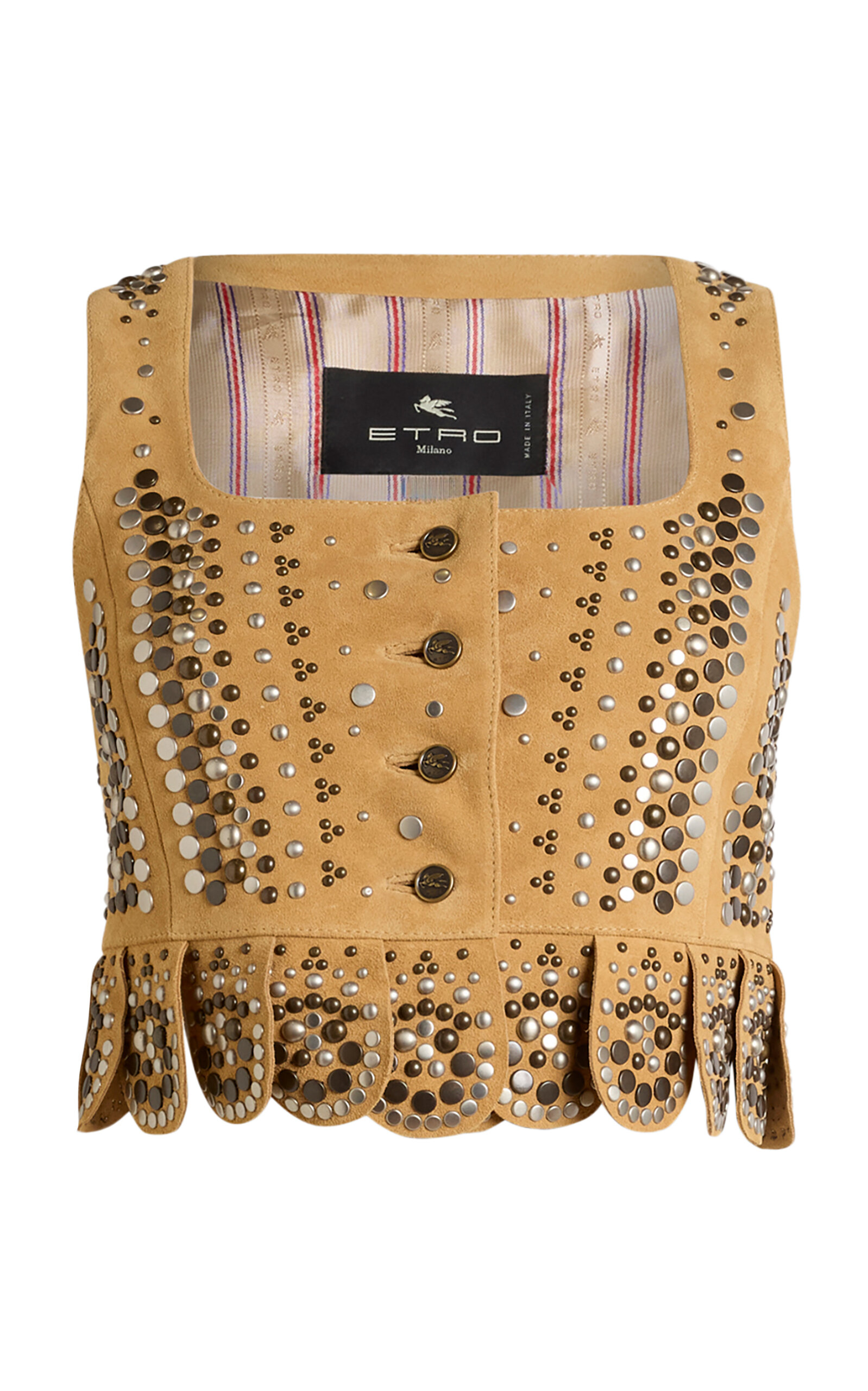 Etro Embellished Suede Vest - Tan