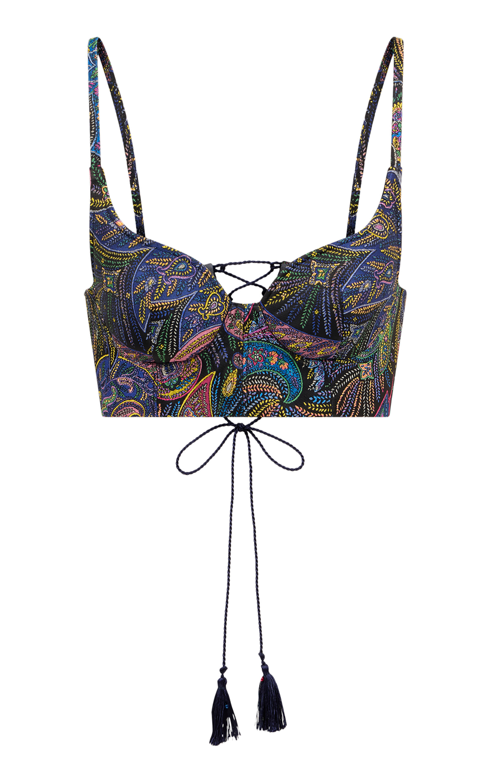 Etro Printed Crepe Bustier Top In Blue