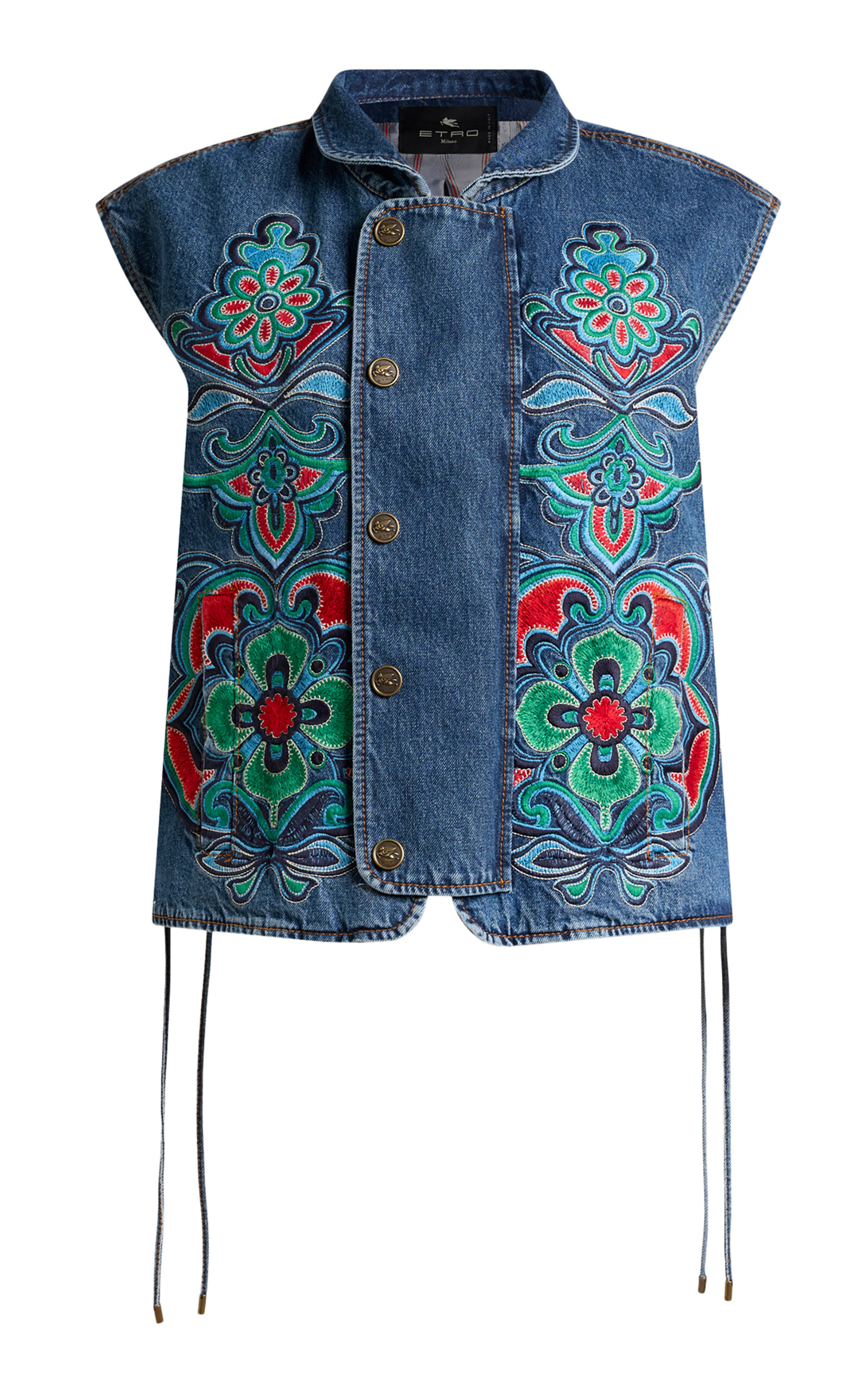 Etro Embroidered Denim Vest - Multi