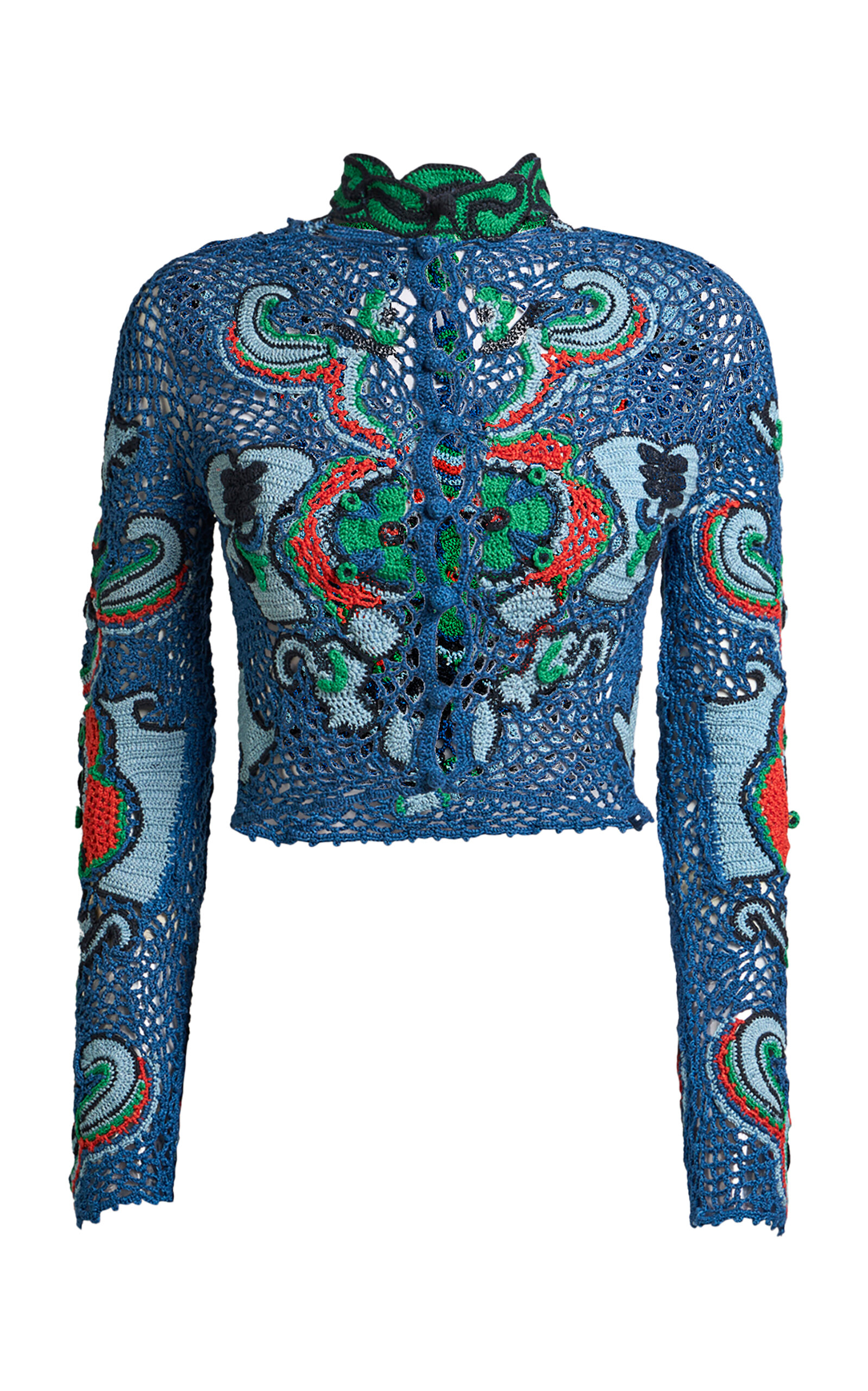 Etro Crocheted Cotton Crop Top In Multi