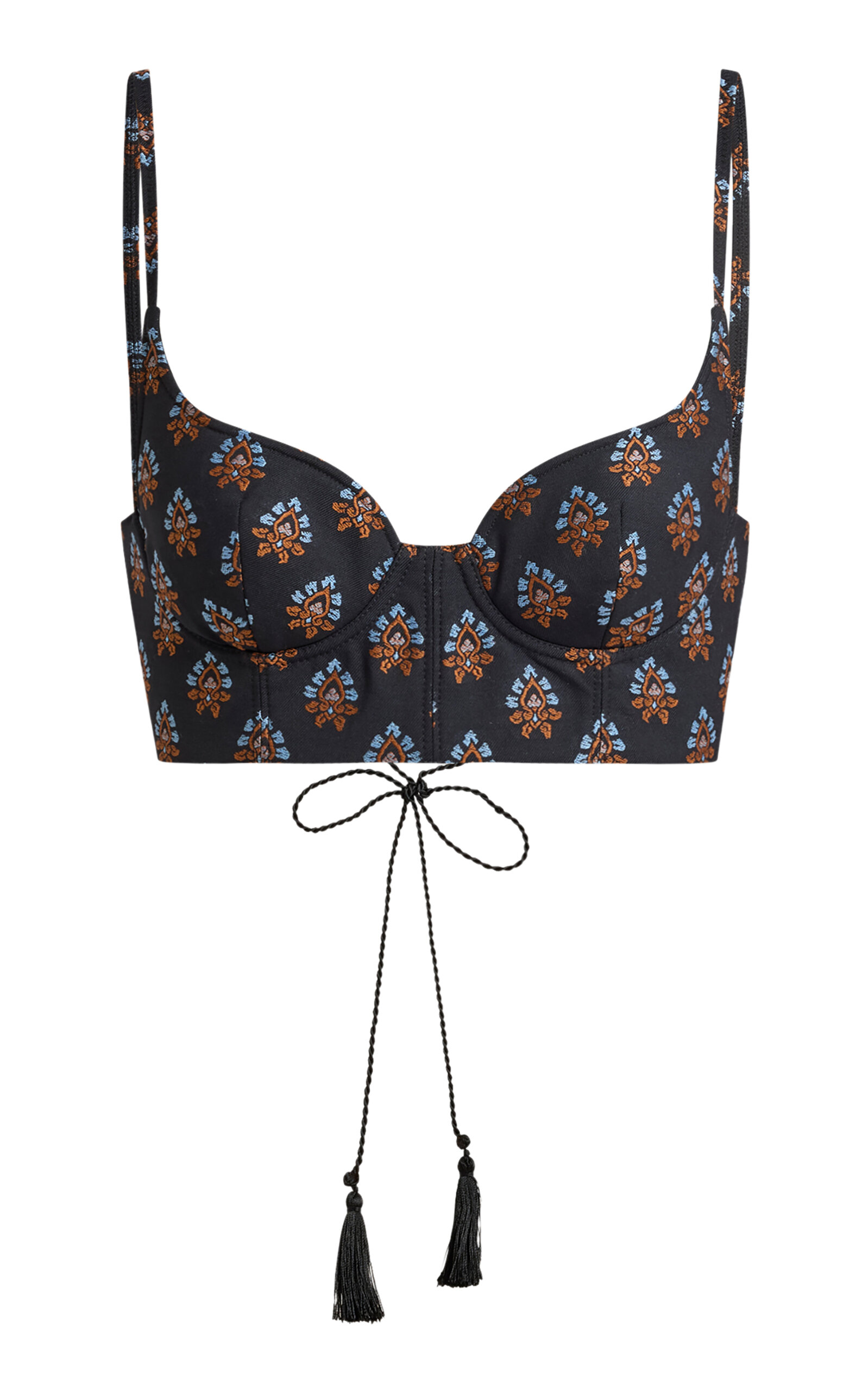 Etro Printed Wool-cotton Bustier Top In Black