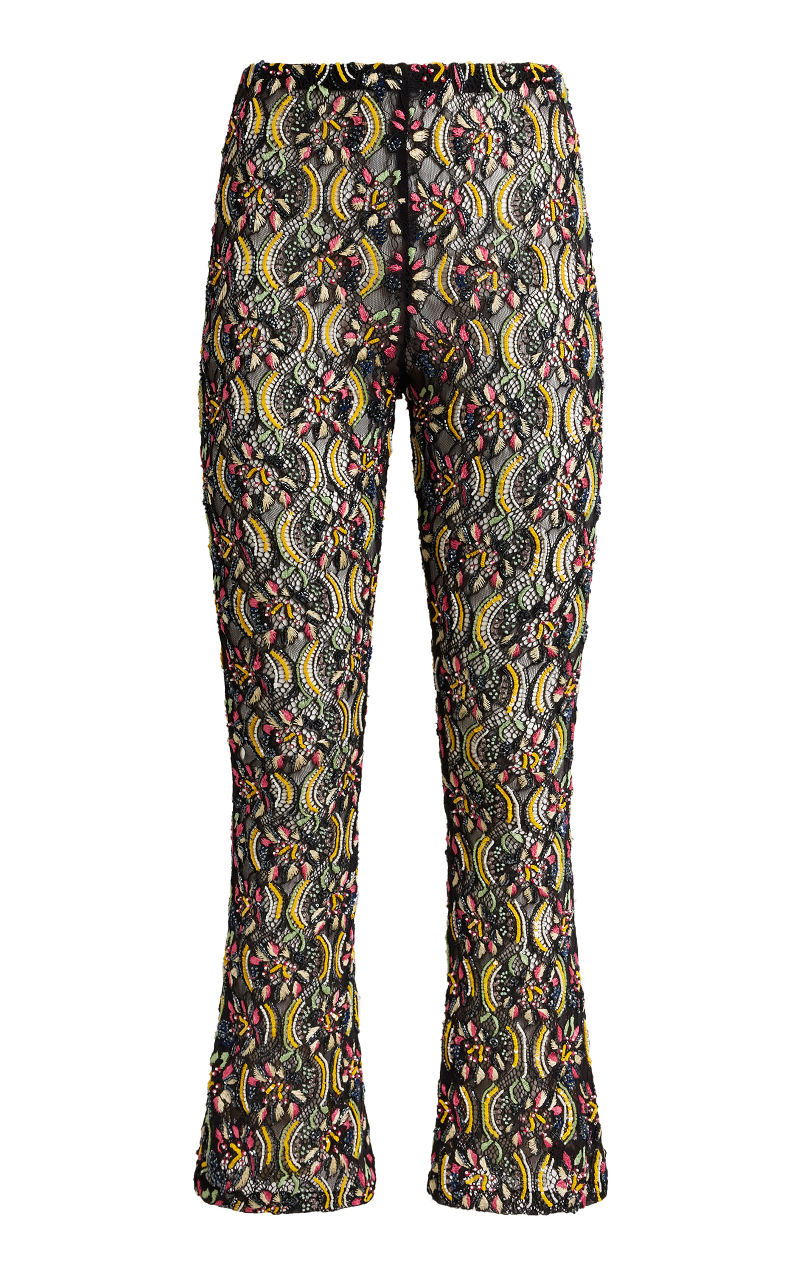 Etro Embellished Lace Straight-leg Pants In Black