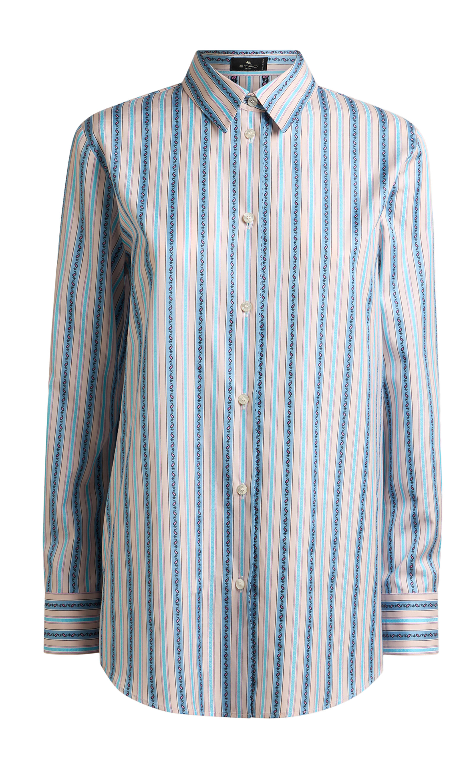 Etro Printed Cotton Shirt In Blue