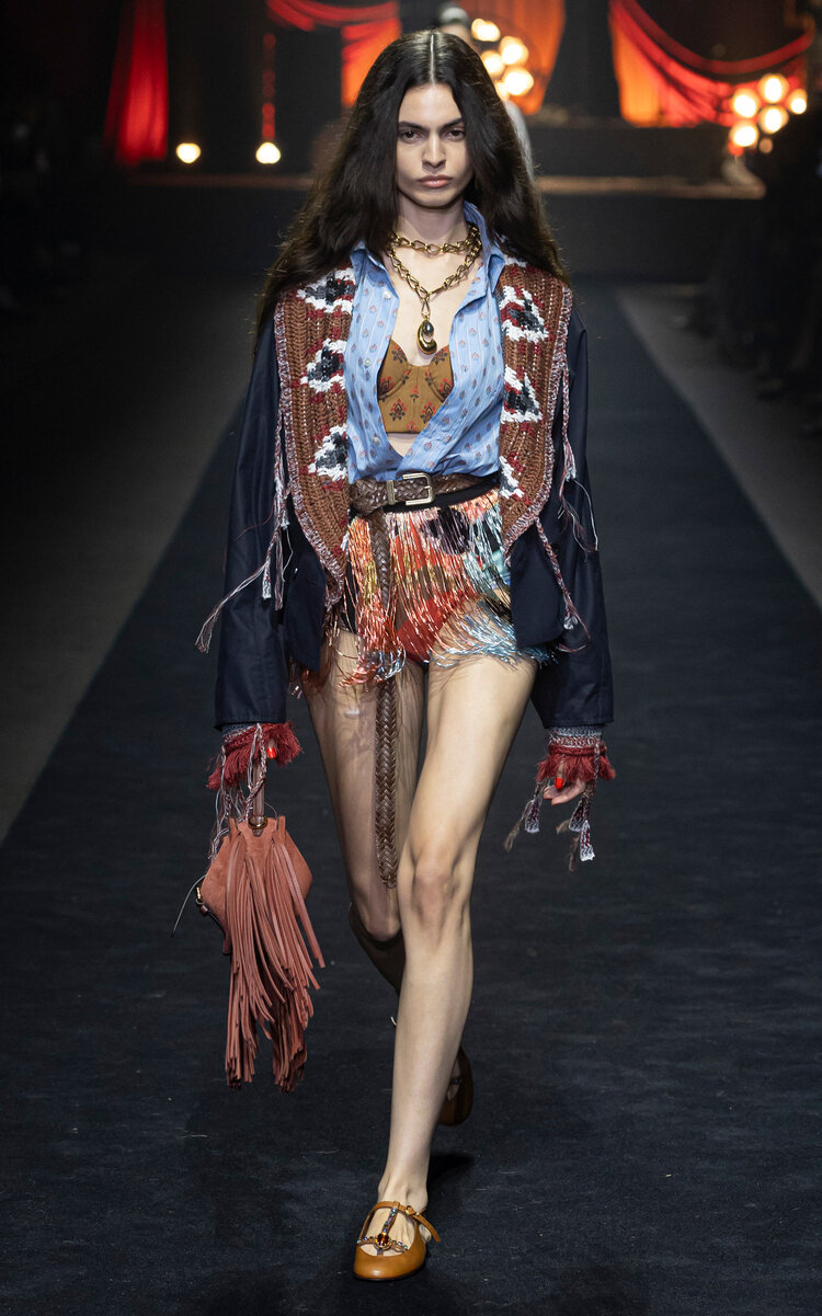 Etro Printed Wool-Cotton Bustier Top - Multi