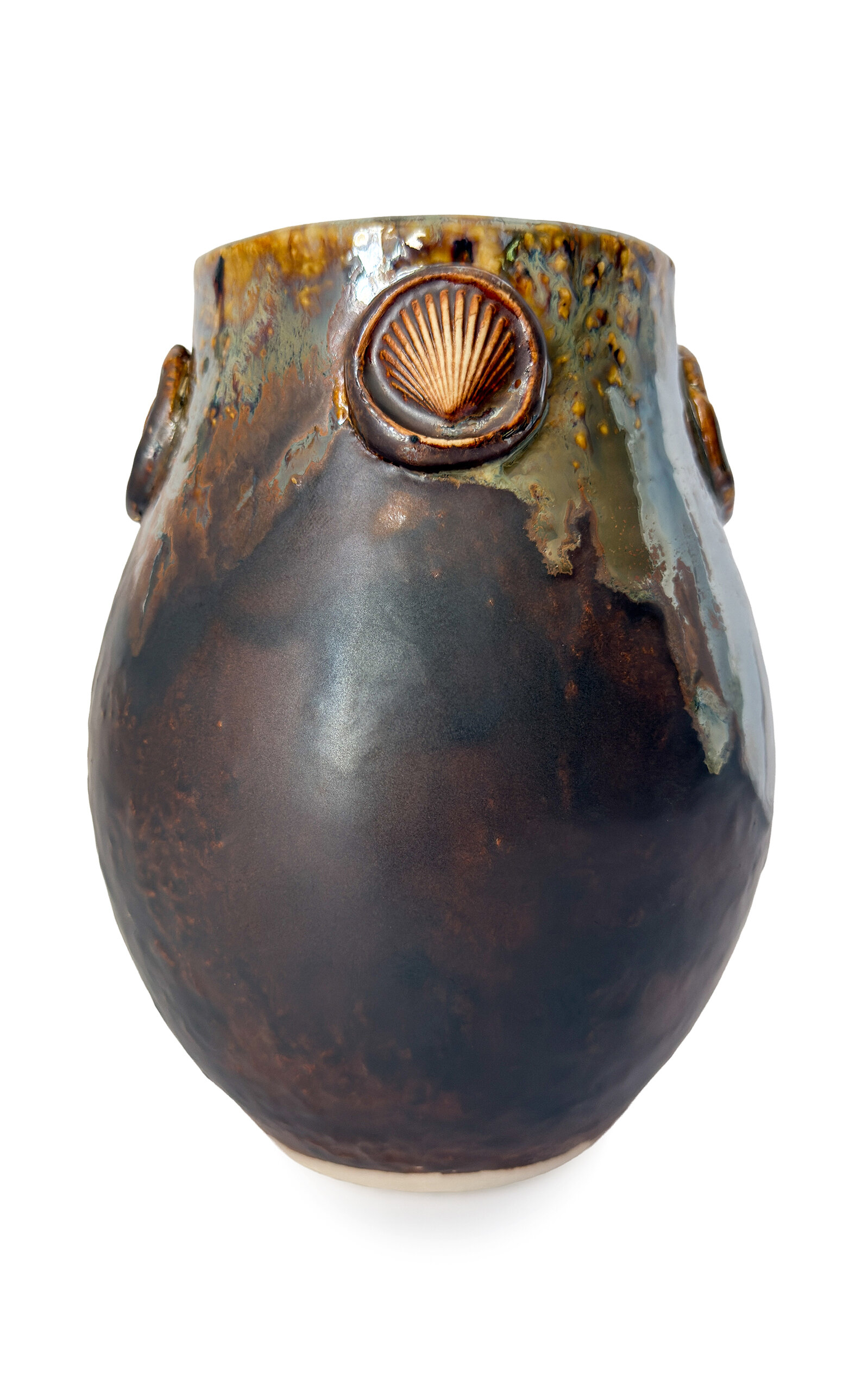 Jeanette Morrow Shelled Mallory Vase In Brown