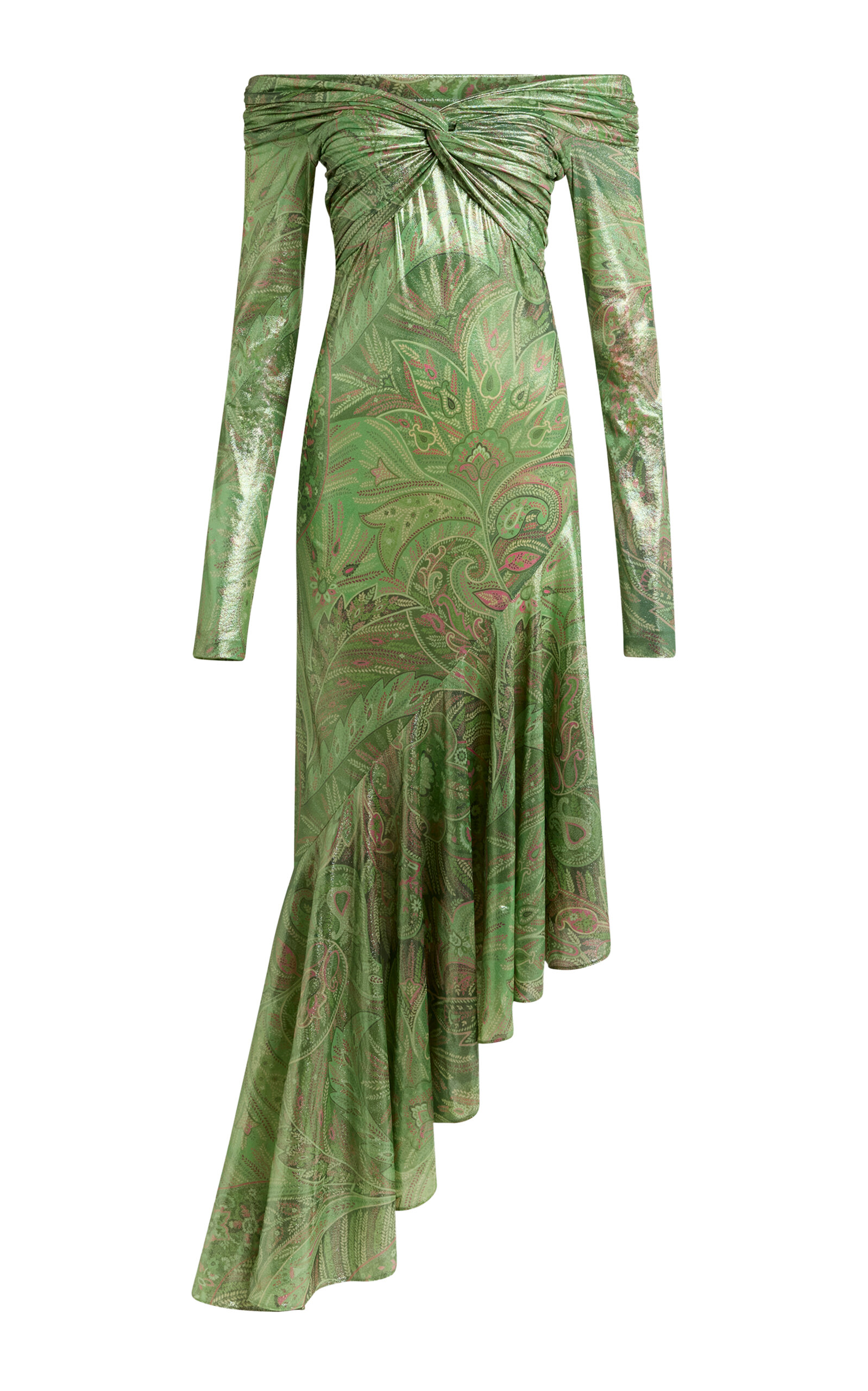 Etro Off-The-Shoulder Metallic Jersey Midi Dress - Multi