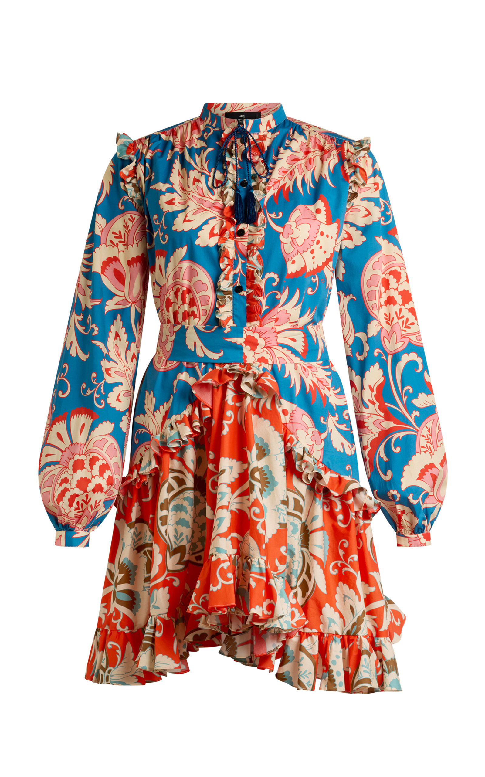 Etro Ruffled Stretch-Cotton Mini Dress - Multi