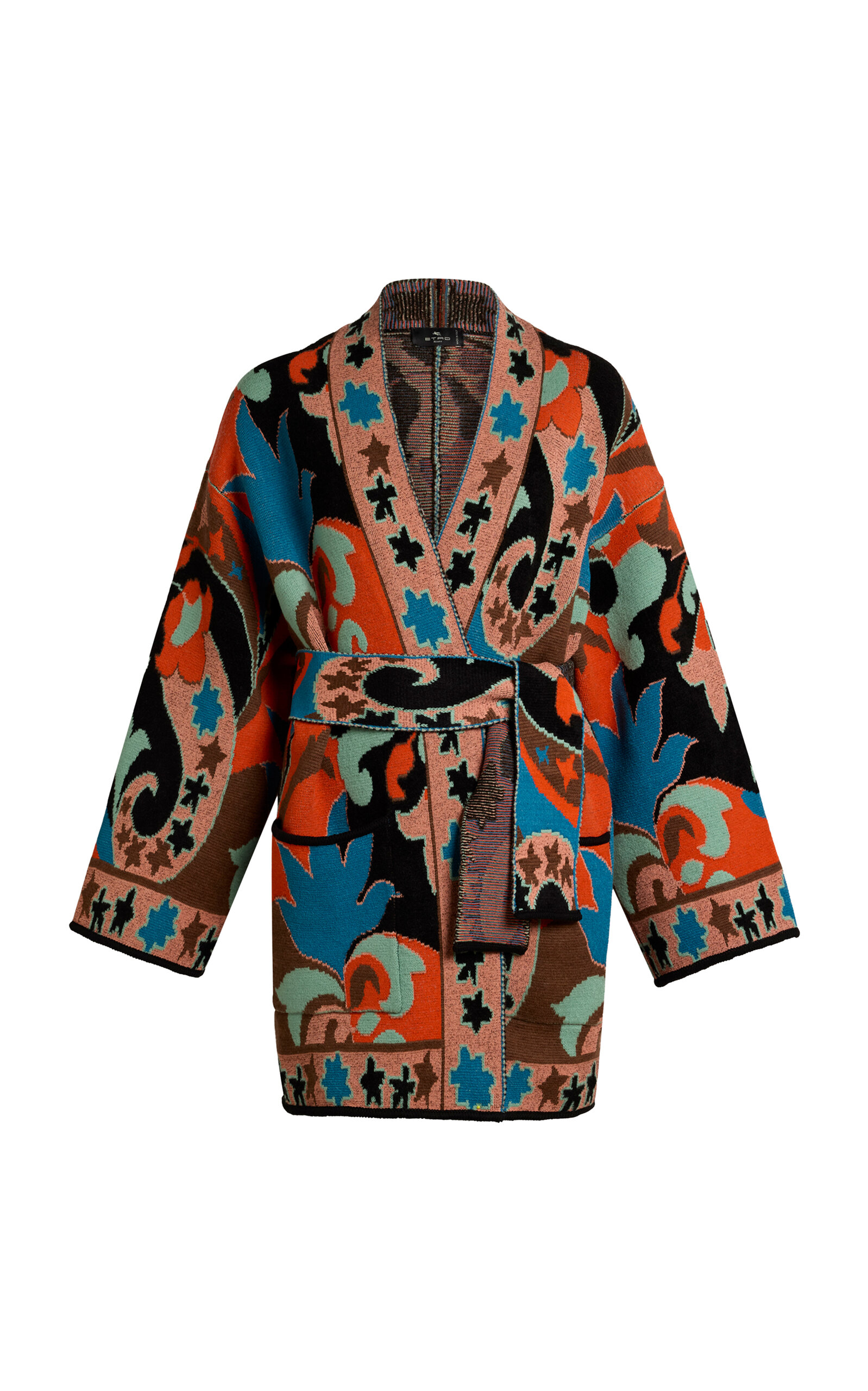 Etro Belted Knit Cardigan In Multi