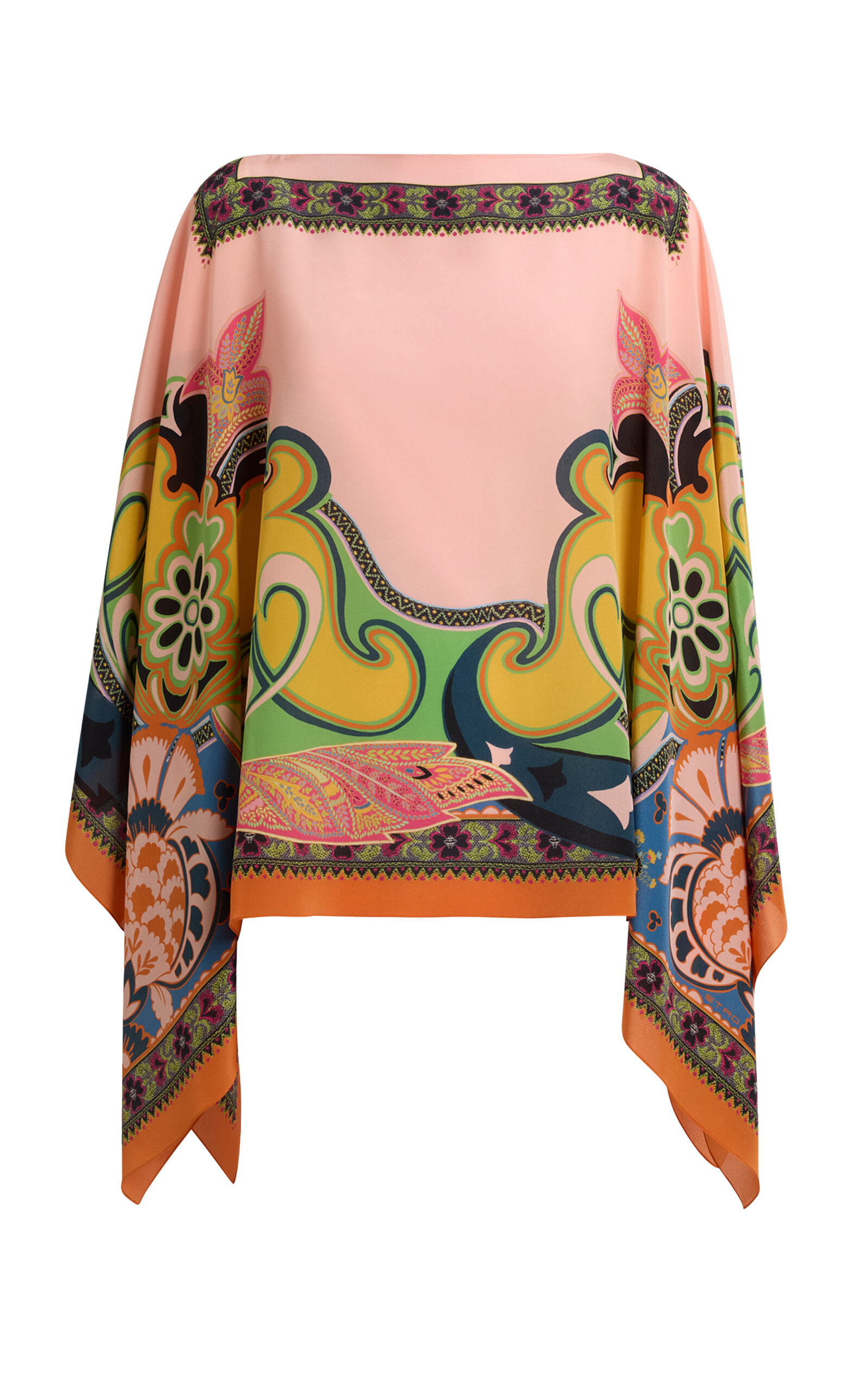 Etro Printed Silk Poncho Top