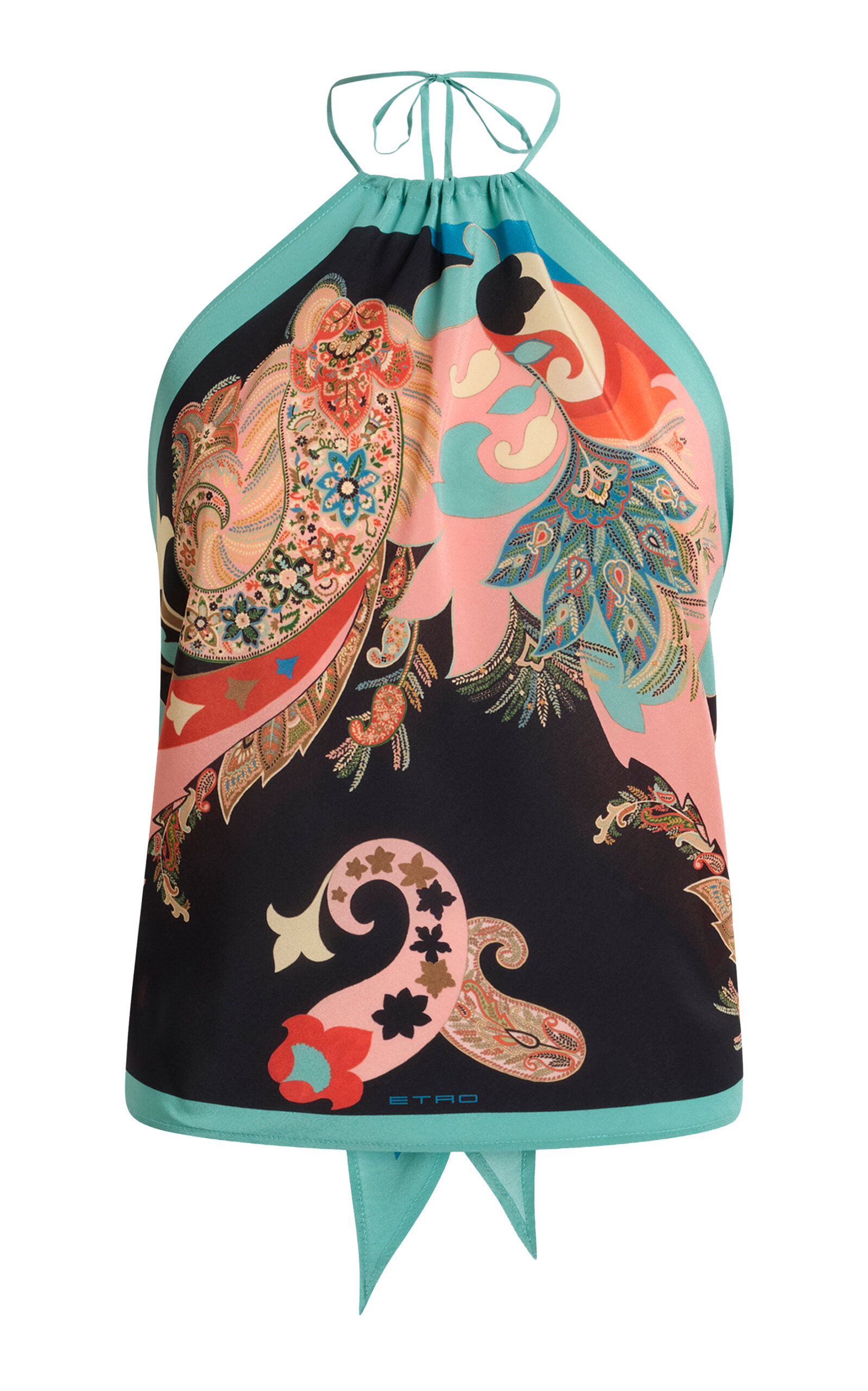 Etro Printed Silk Halter Scarf Top In Multi