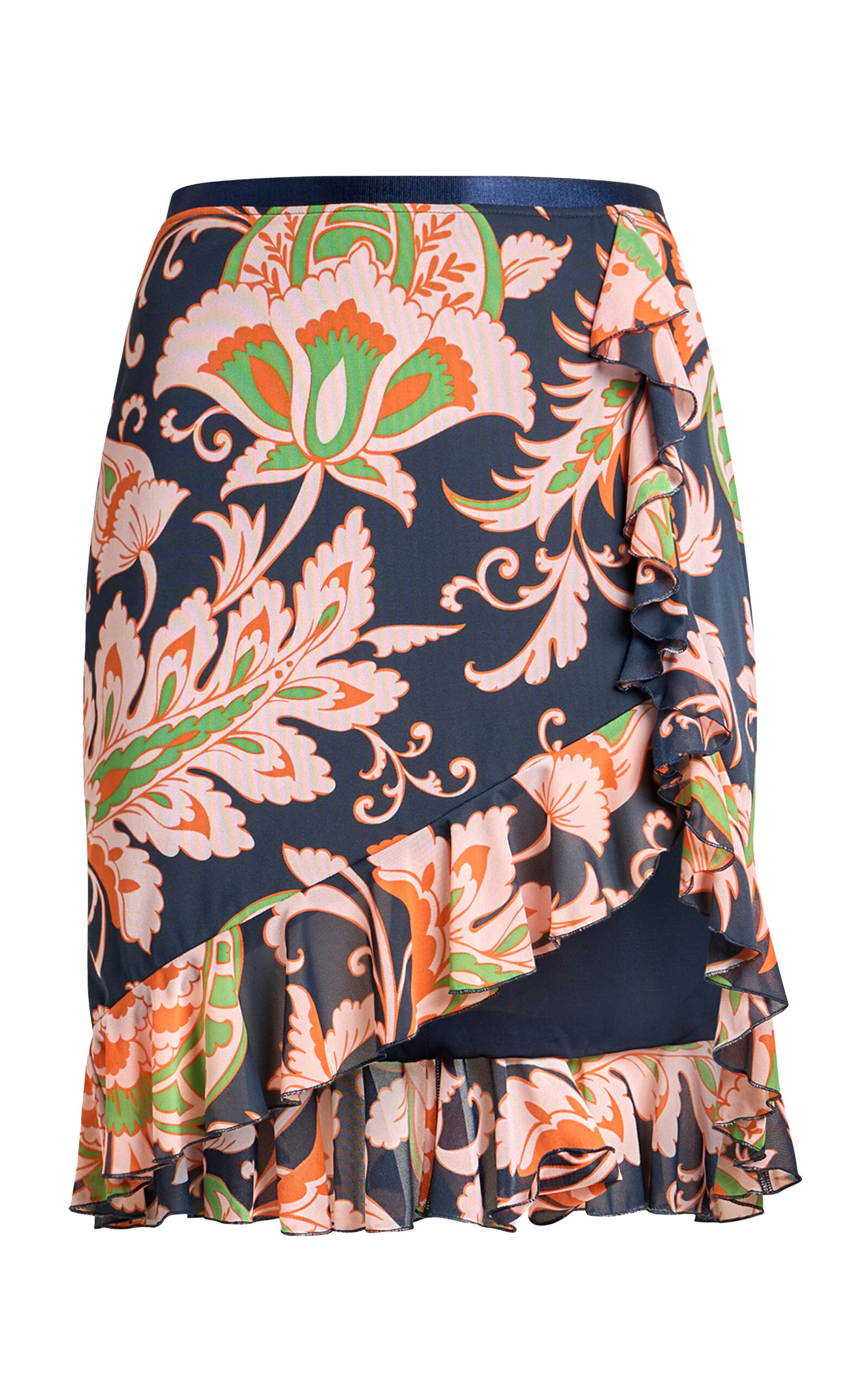 Etro Ruffled Jersey Mini Skirt In Multi
