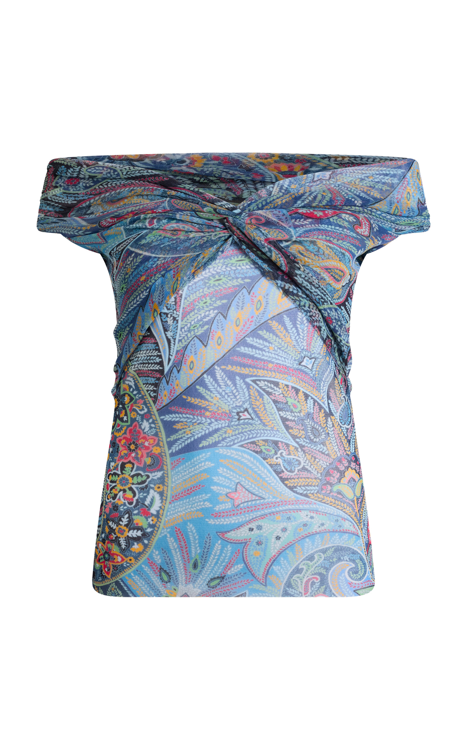 Etro Off-the-shoulder Mesh Top In Multi