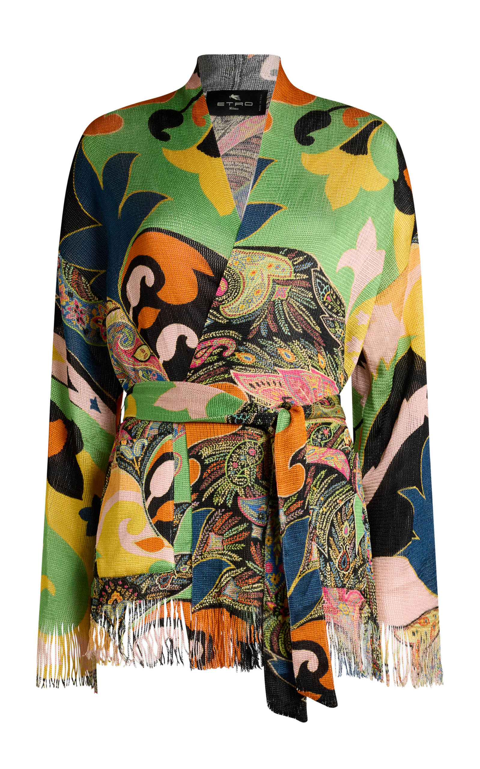 Etro Belted Jersey Cardigan In Multi