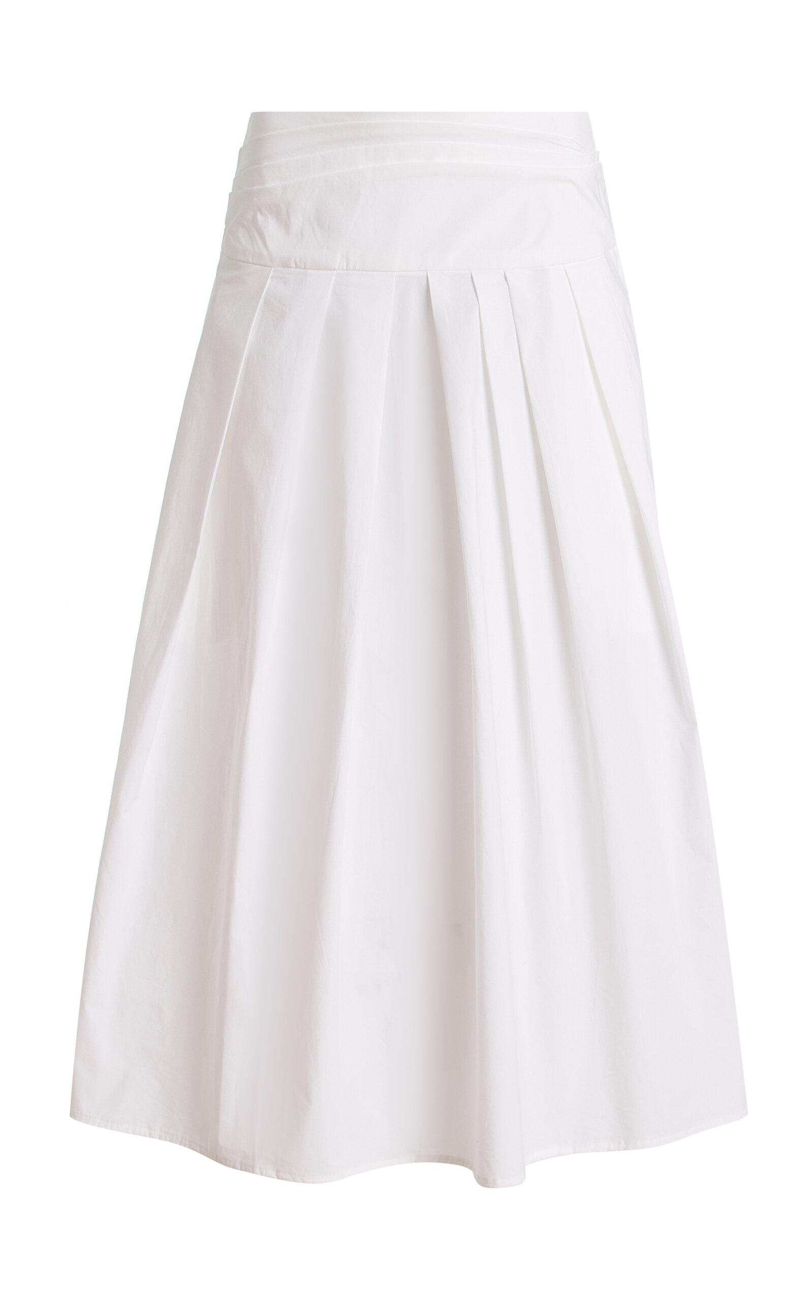 Proenza Schouler White Label Nessa Pleated Cotton Midi Skirt - Moda Operandi