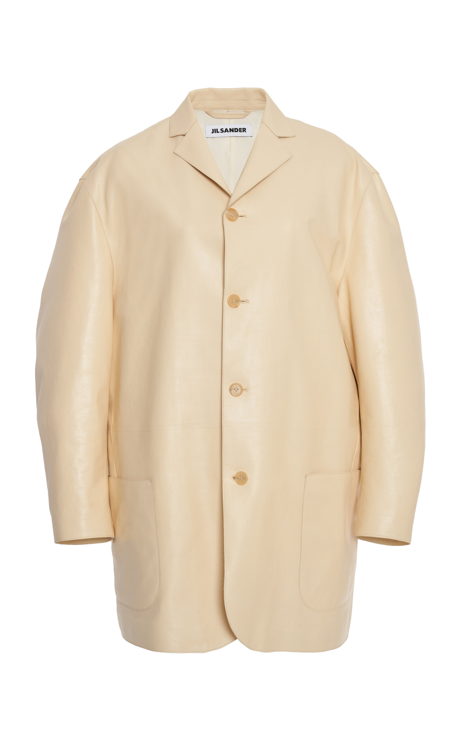Jil Sander Single-breasted Leather Jacket In Neutral