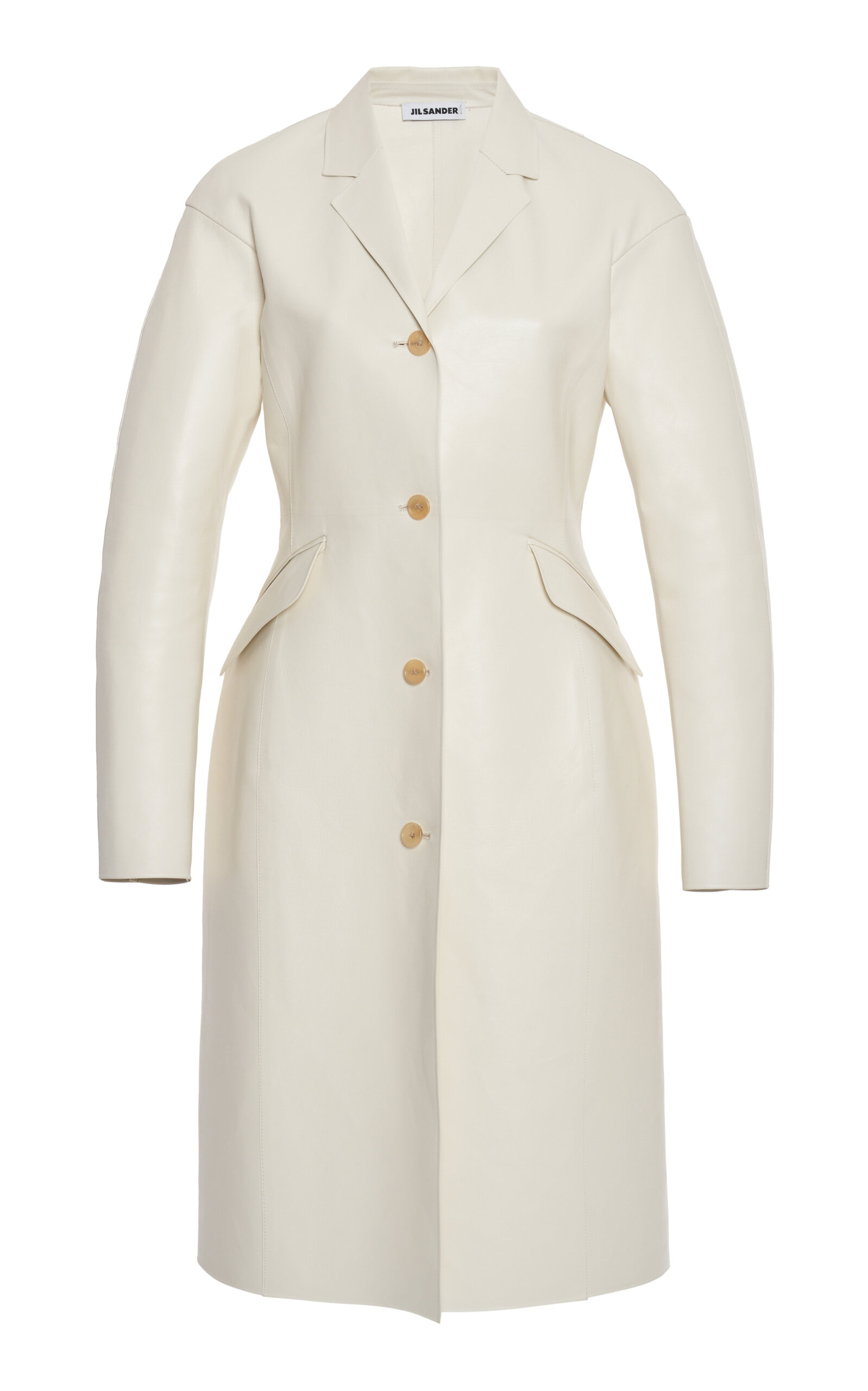 Jil Sander Leather Sculpted Coat - Off-White