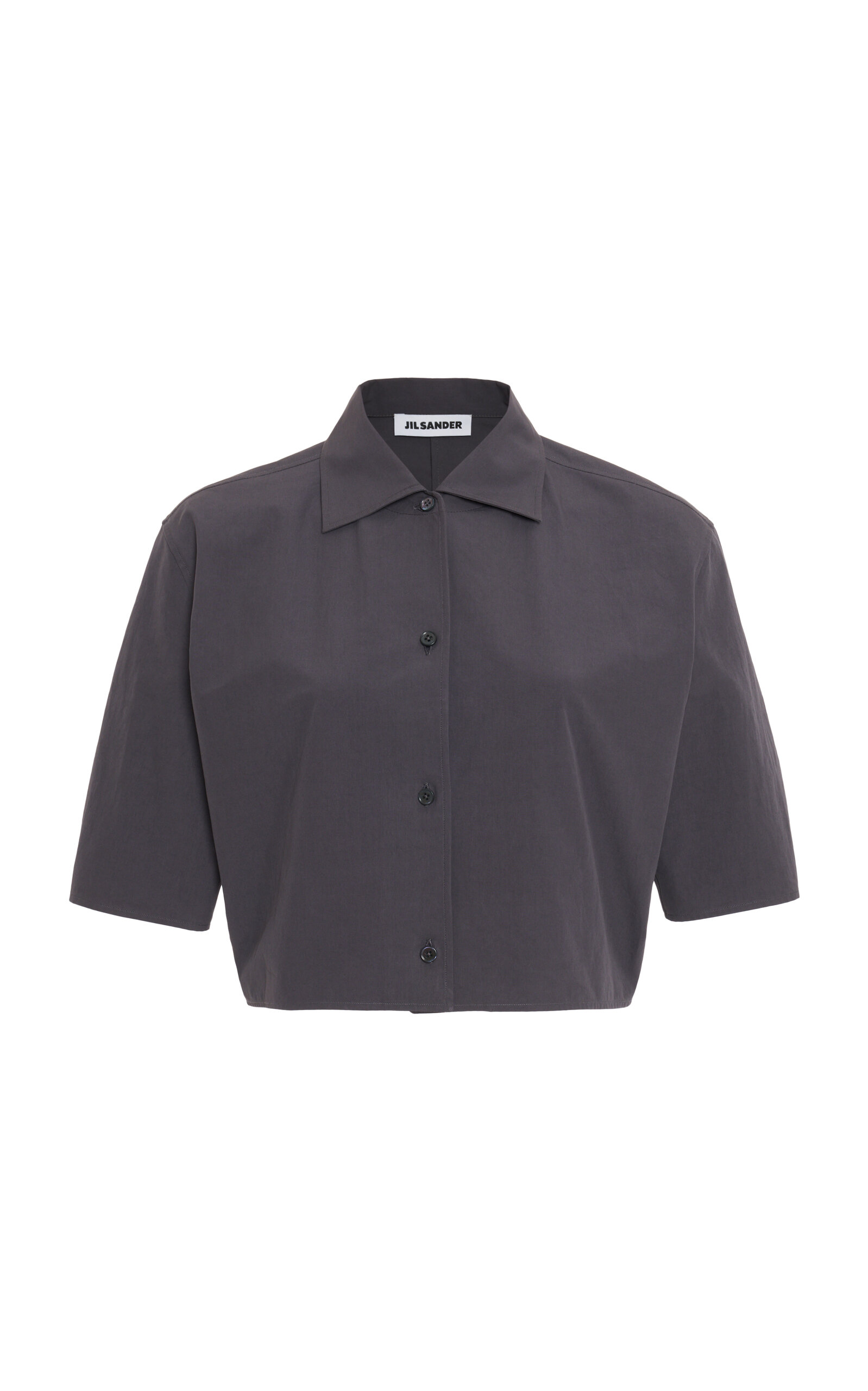 Jil Sander Cropped Button-down Cotton Shirt In Gray