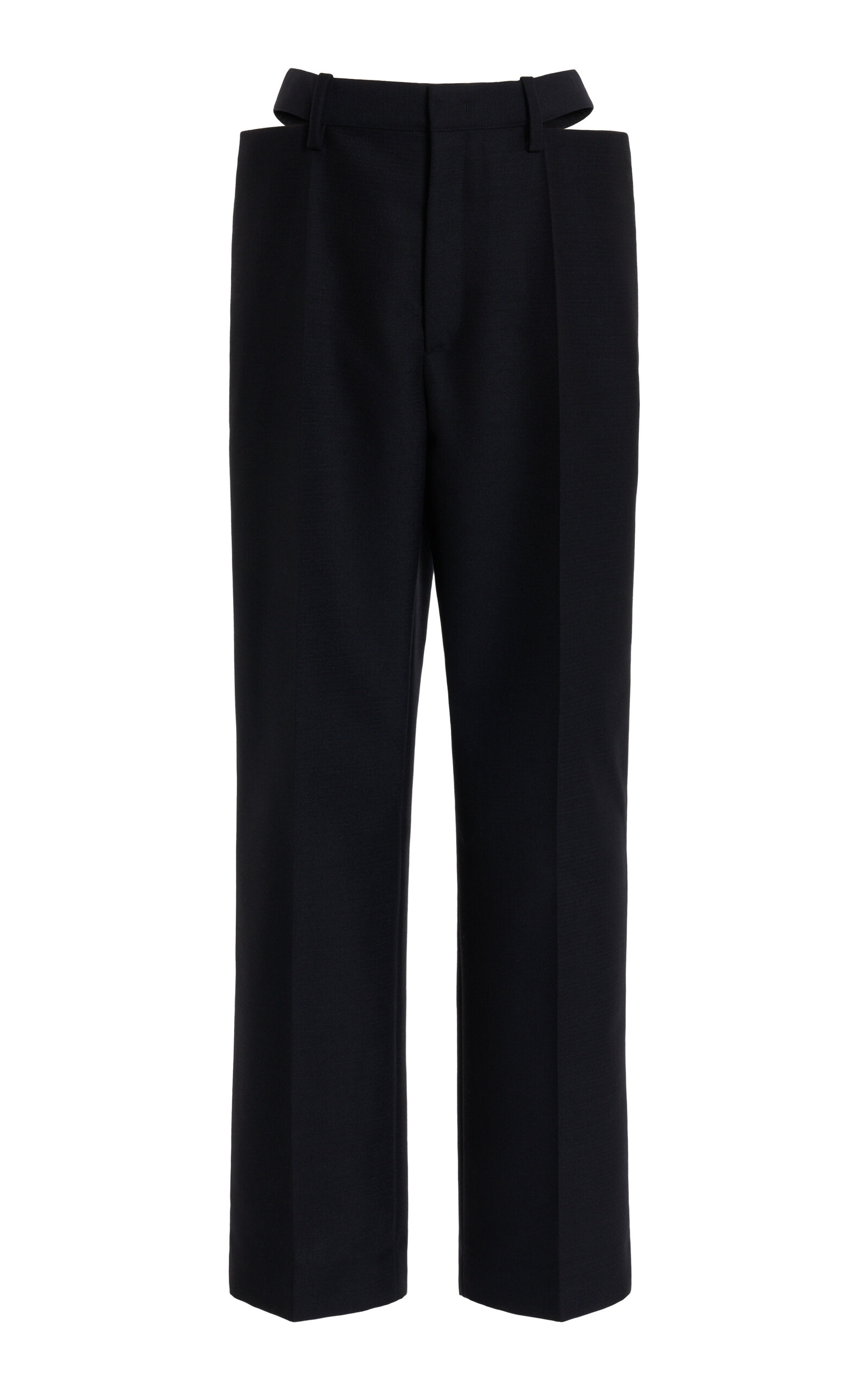 Jil Sander Slashed Waist Wool-Mohair Trousers - Black